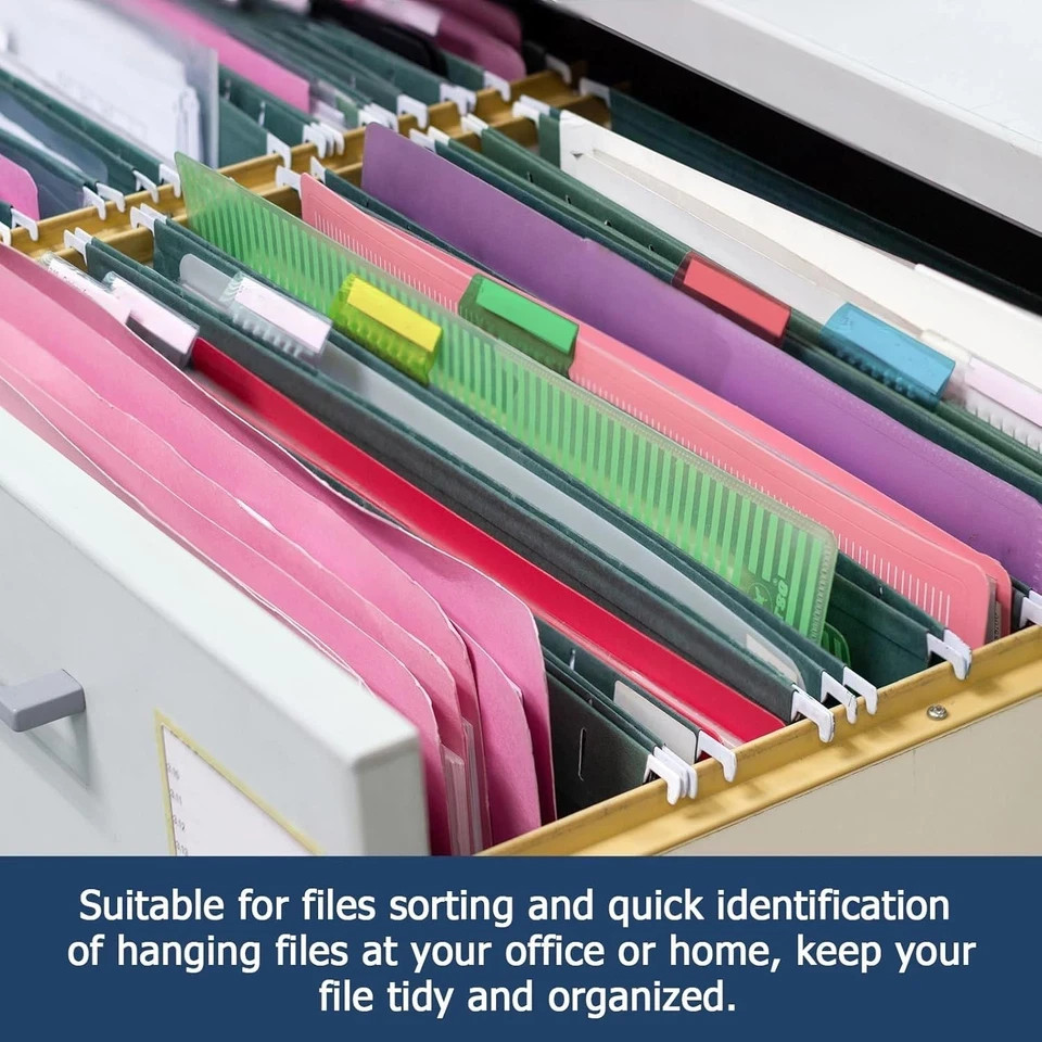 60 Pcs 2″ Hanging File Folder Tabs and 60 Pcs Inserts for Quick Identification