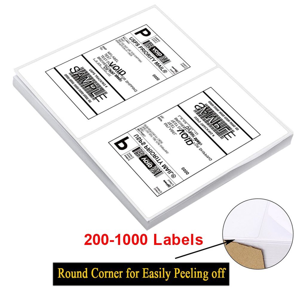 50-4000 Half Sheet Shipping Labels Page 8.5×5.5 Self Adhesive 2 Per Sheet Round