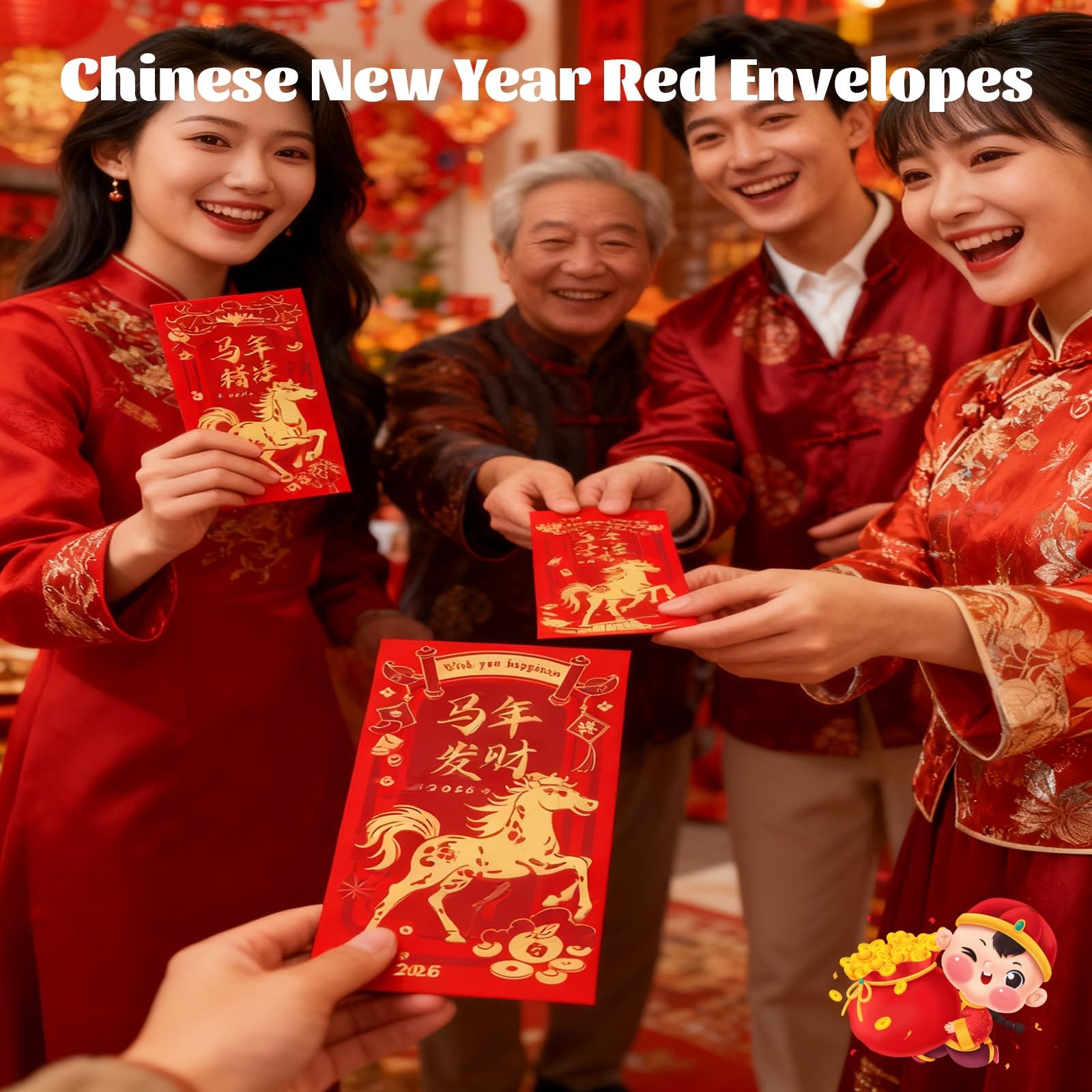 18 PCS Year of the Horse 2026 Red Envelopes, Chinese New Year Lucky Money Env…