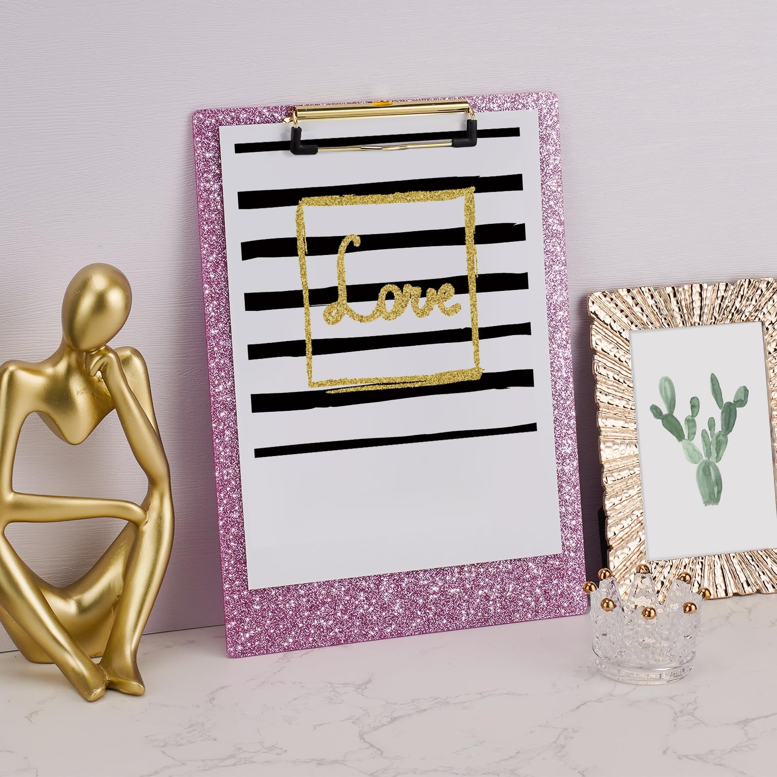 Plastic Acrylic Glitter Clipboard 8.5×11 Standard Letter A4 Size Confetti