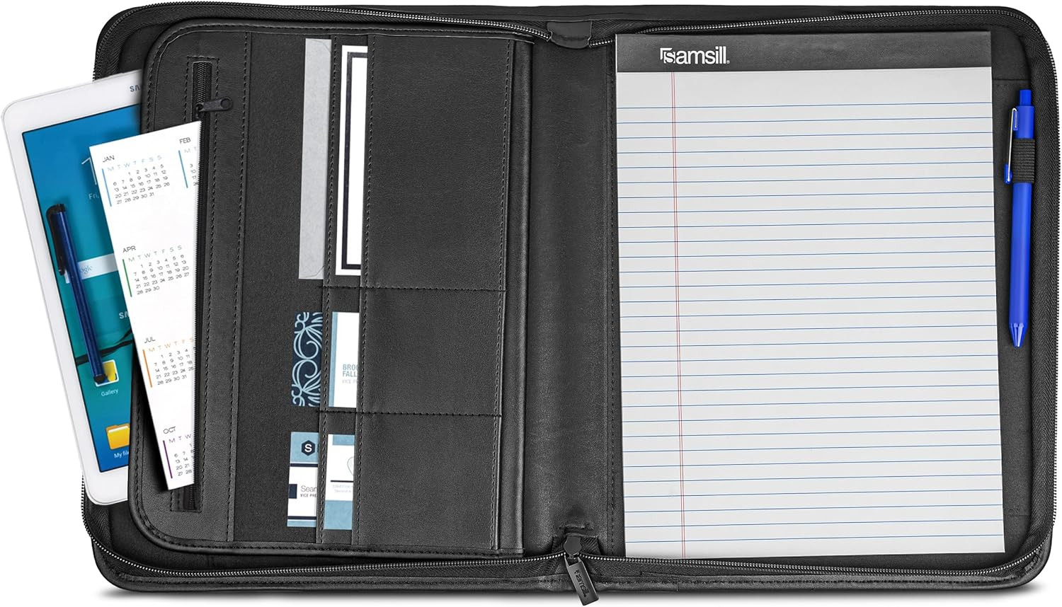 Professional Padfolio with Secure Zippered Closure, 10.1 Inch Tablet Sleeve, and