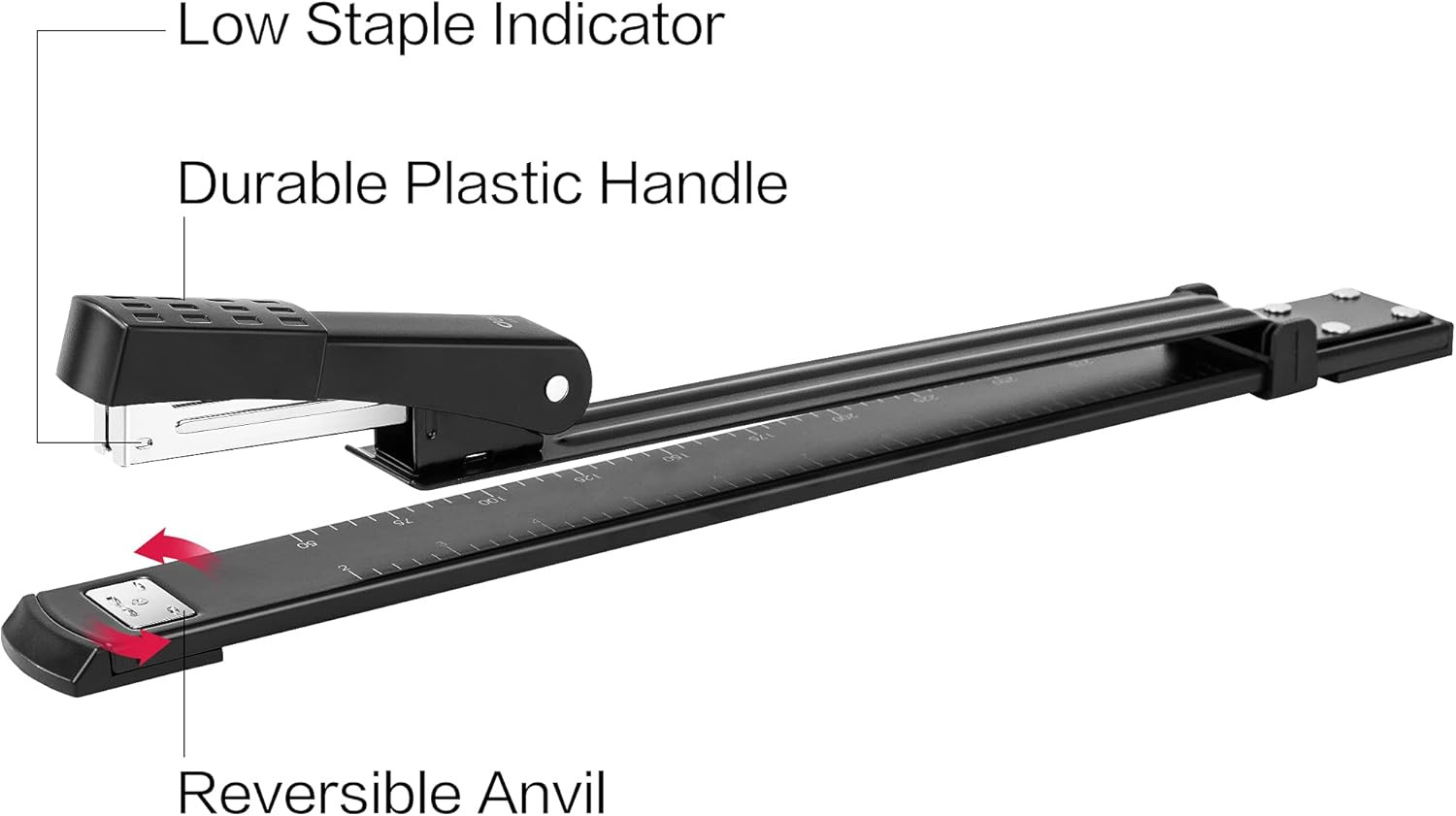 Deli Long Reach Stapler with 1000 Staples, 20 Sheet Capacity, Long Arm Standard