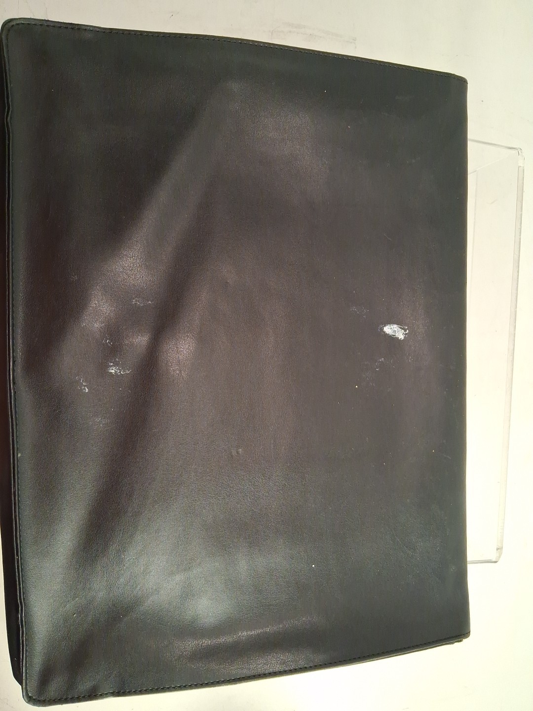 Vtg Black Leather Document Portfolio Holder Has 2 White Spots Unbranded Look
