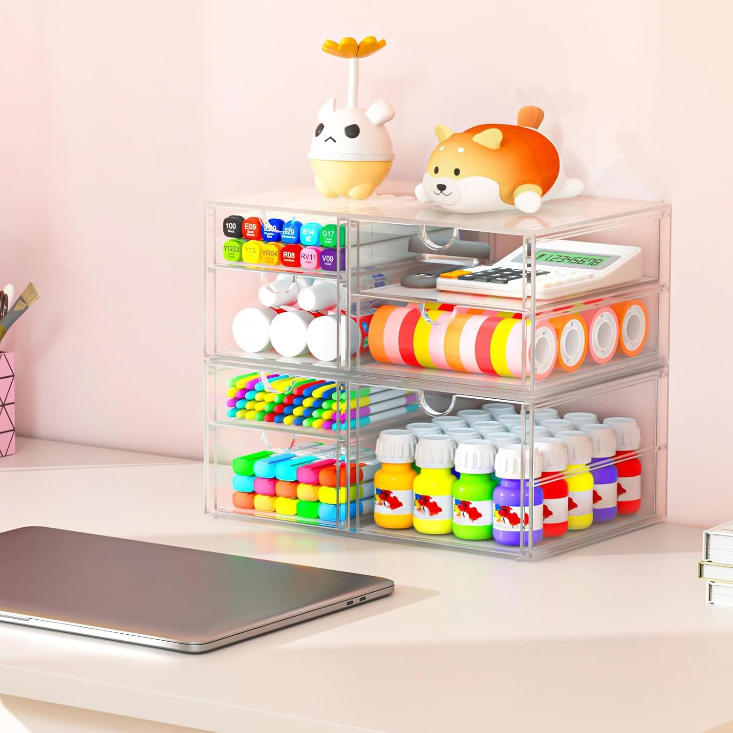 Desk Organizers and Accessories with 22 Drawers, 4 Pack Office Desktop Drawers,