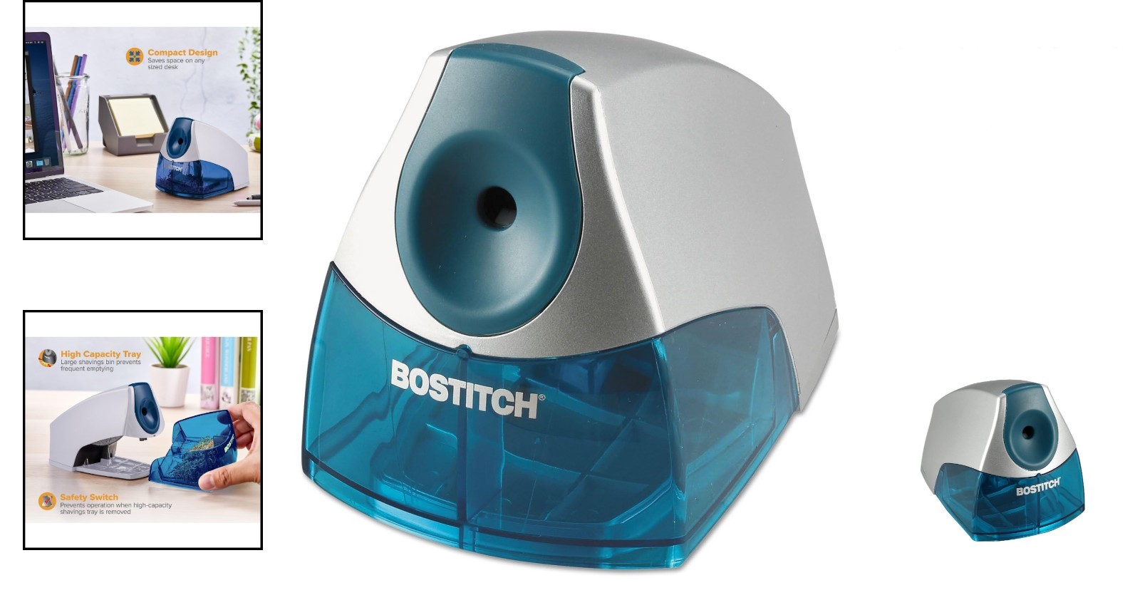 Electric Pencil Sharpener with Heavy-Duty Motor & Safety Switch, Blue
