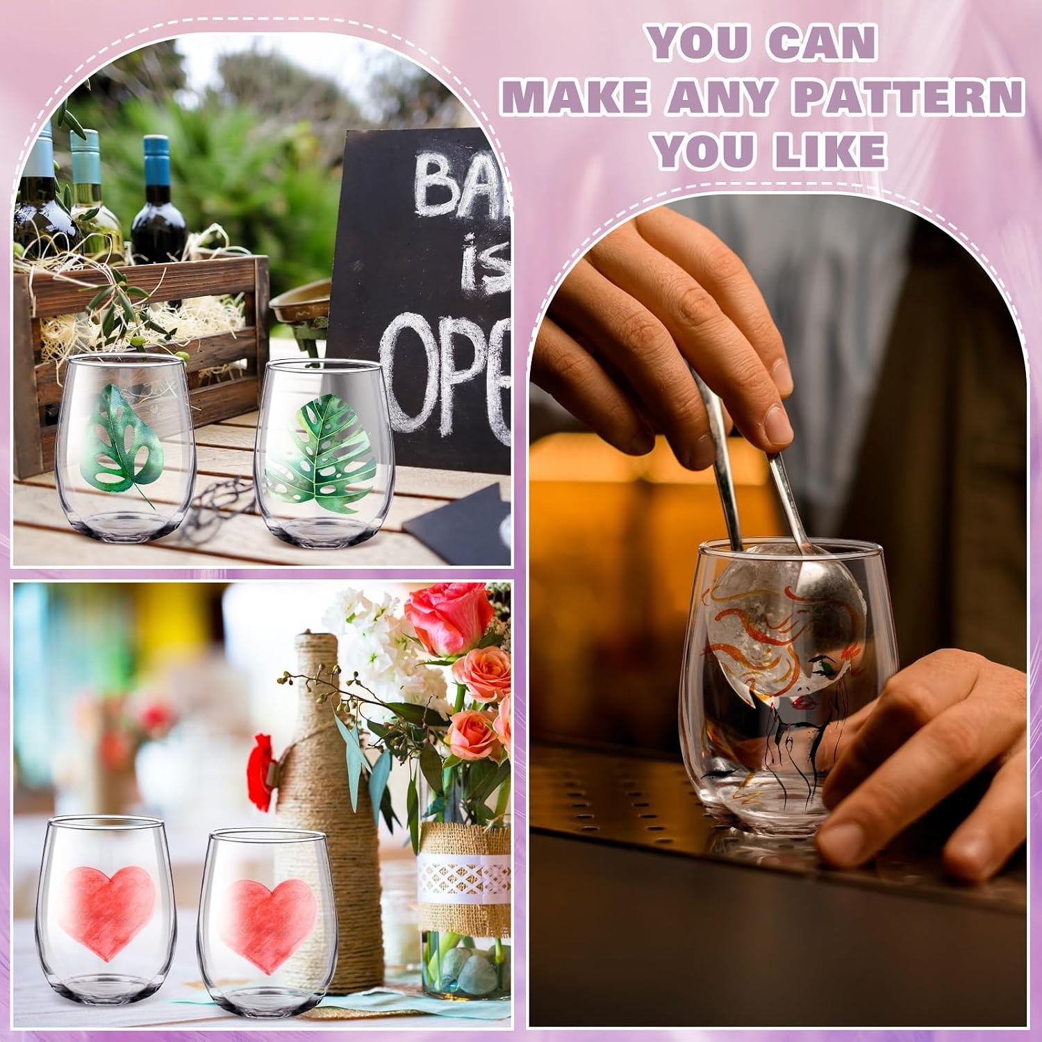 Paint Your Own Wine Glass Crafts Glass Painting DIY Markers Acrylic Paint with
