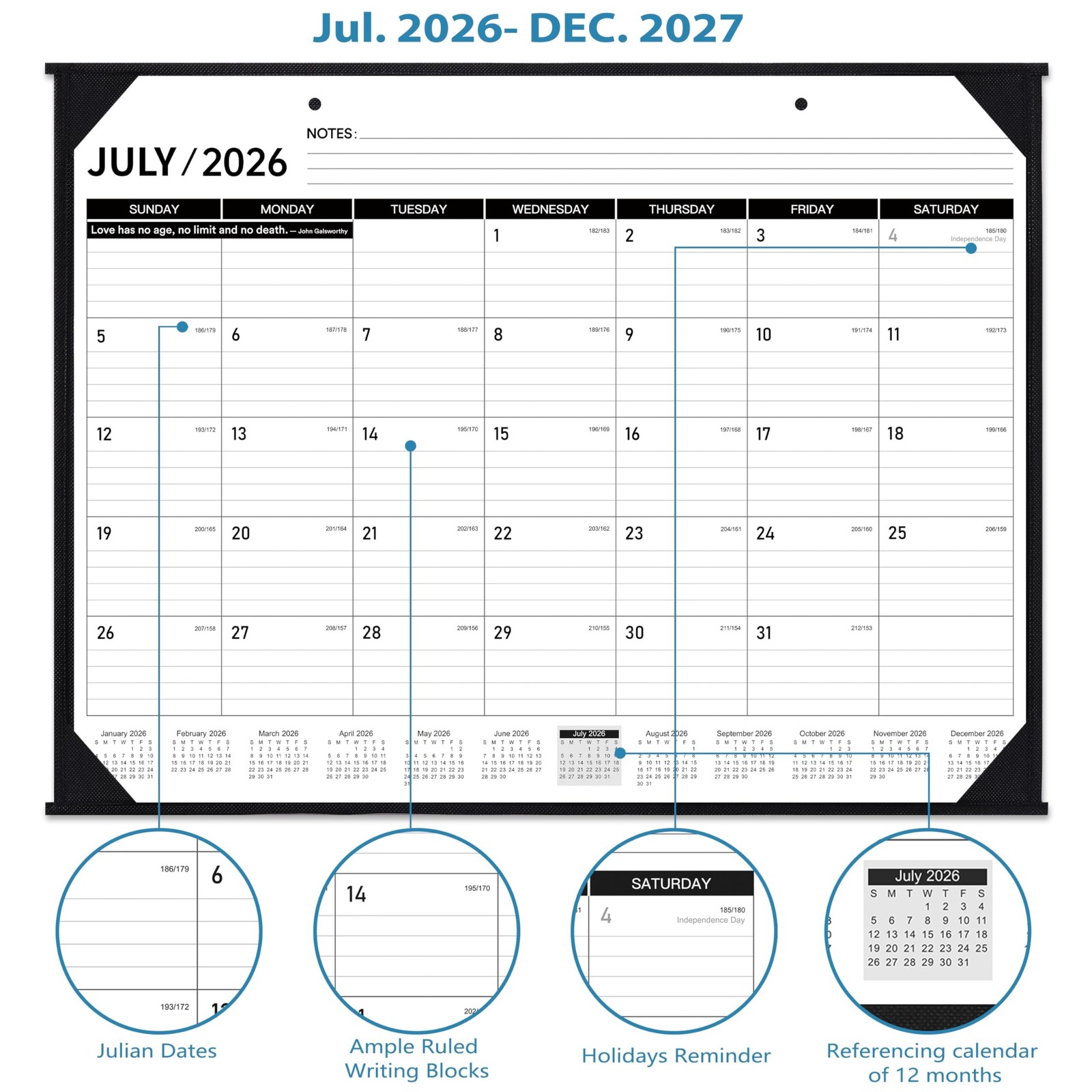 2026-2027 Desk Calendar – JUL. 2026 – DEC. 2027, 22″ x 17″, Large Desk Cal