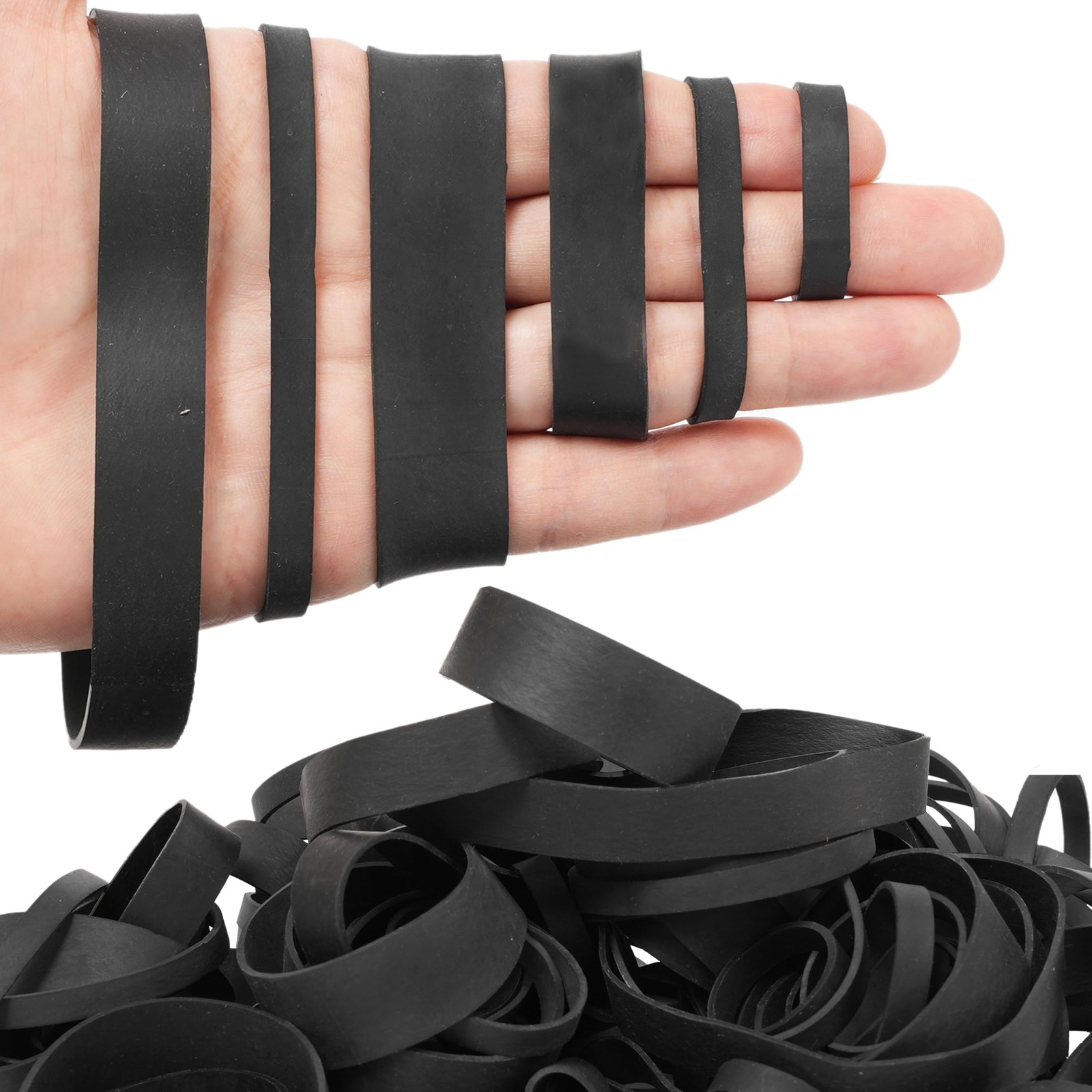 65Pcs Rubber Bands Assorted Sizes Black 6 sizes 1.5in 2in size 82 size#94 siz…