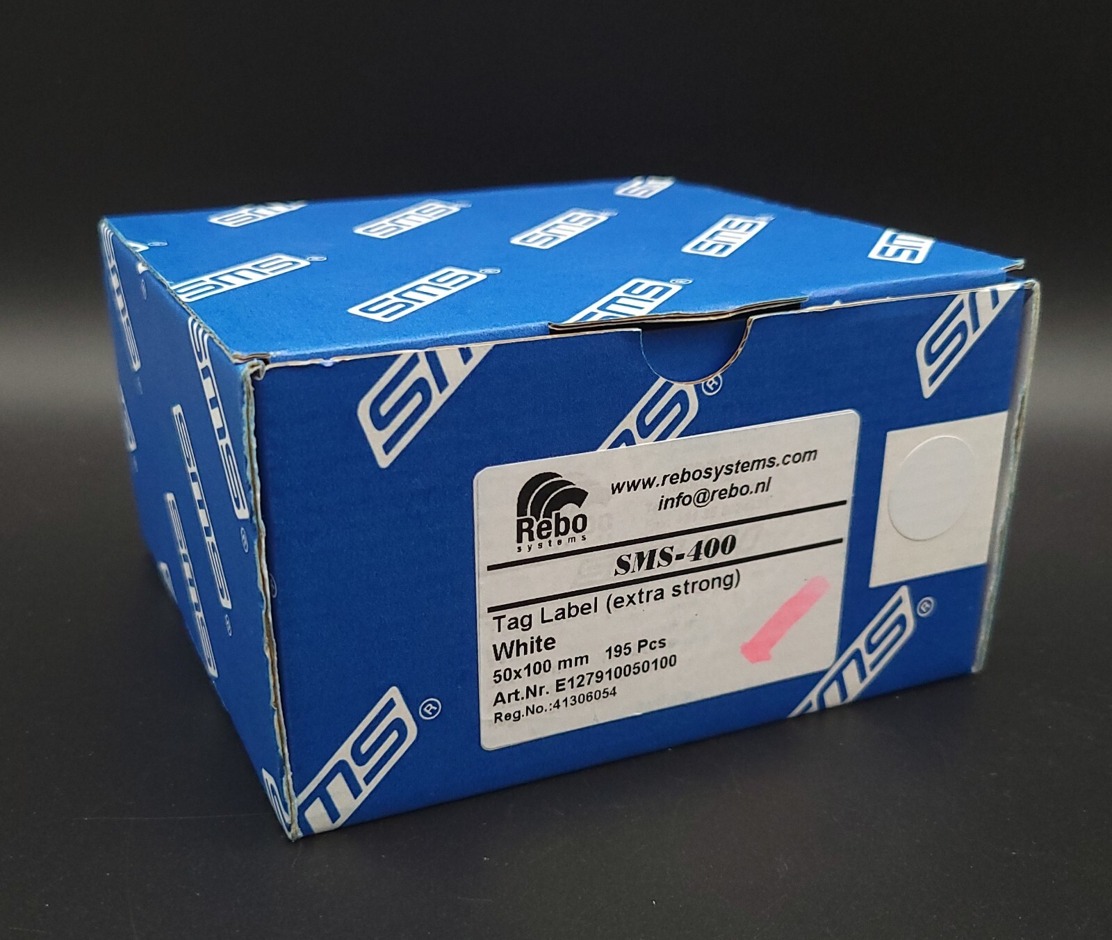 SMS-400 Tag Label Extra Strong 195 Vinyl Labels 50mm x 100mm Rebo Systems
