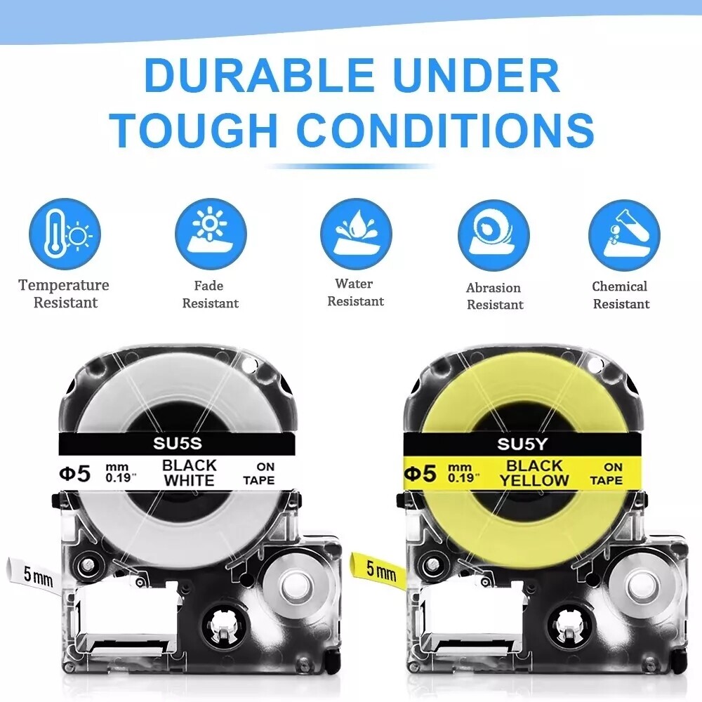 Heat Shrink Tube Label Tape Compatible for Epson LabelWorks LW-500 LW-400 LW-300