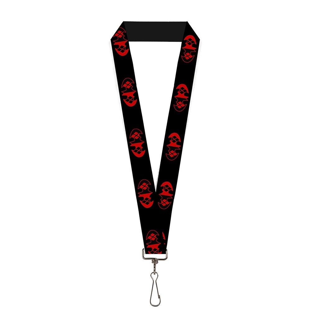 Buckle Down Lanyard-1.0″-Bat Logo/Harley Quinn Diamonds Black/red One Size Multi