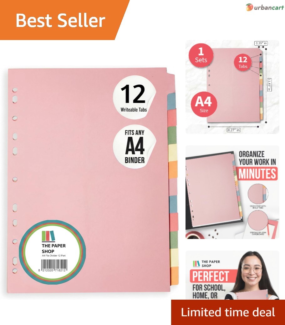 A4 12-Part Color-Coded Binder Dividers with Tabs