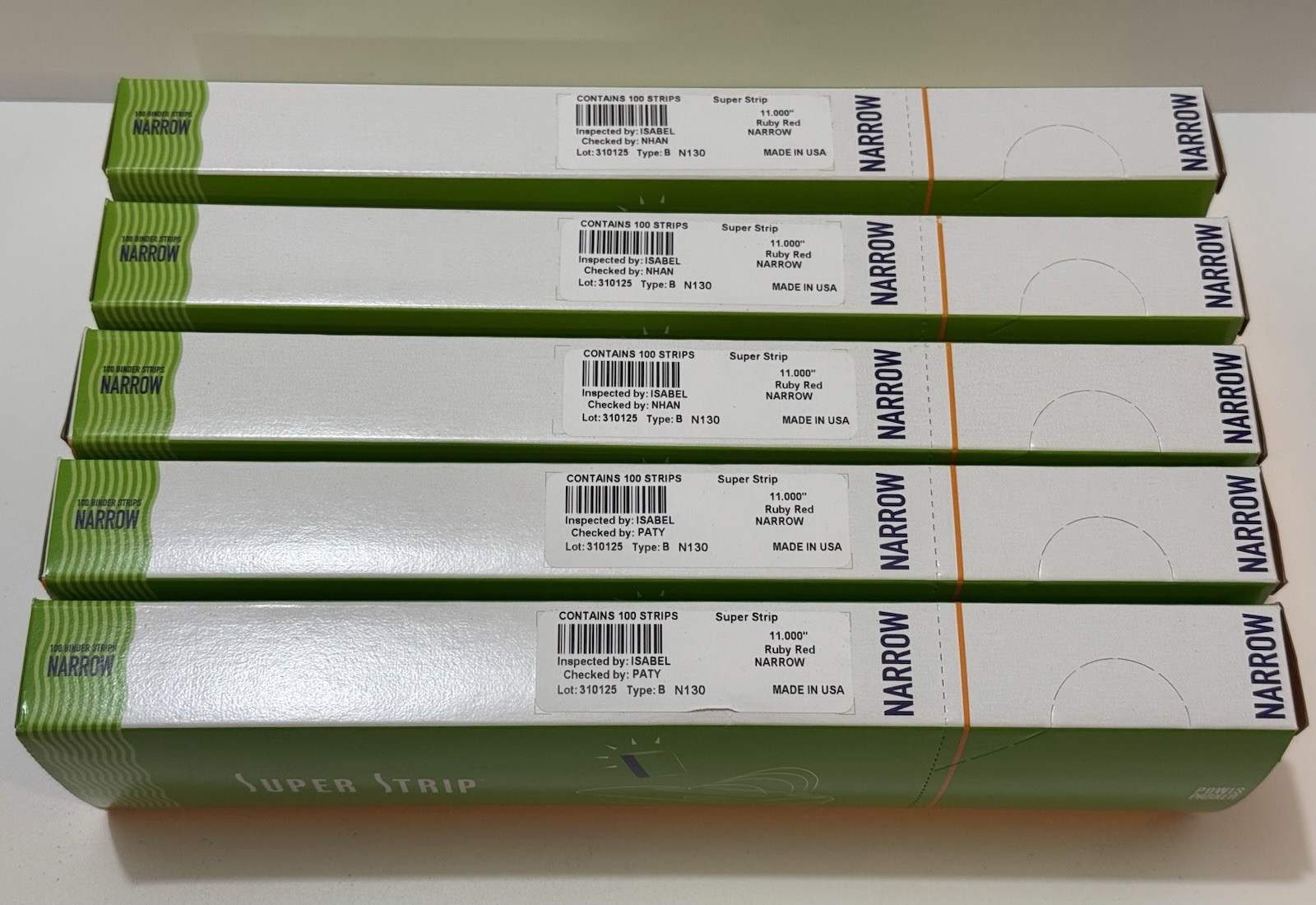 Lot of 5 – Powis 11″ Ruby Red Narrow Super Strip N130 – 100 Per Box