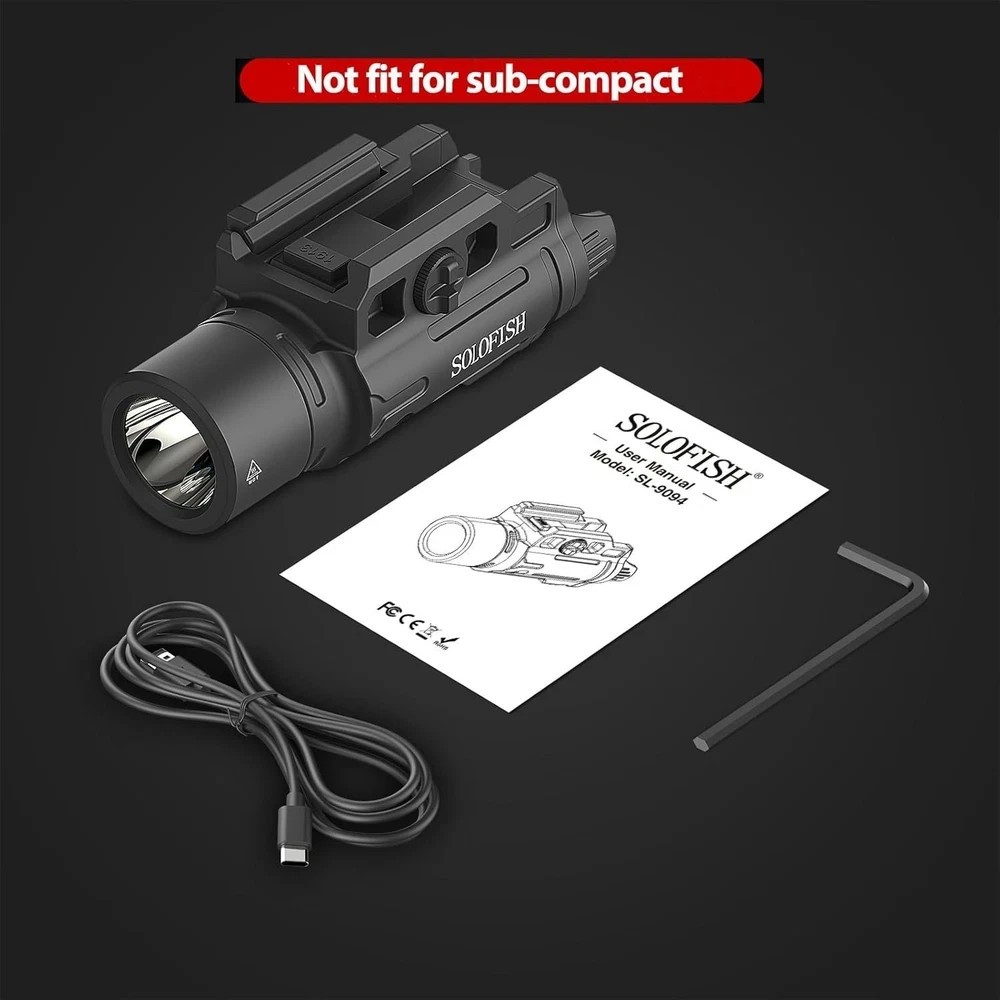 1500Lm Slidable Pistol Light Green Beam Combo Strobe/Momentary
