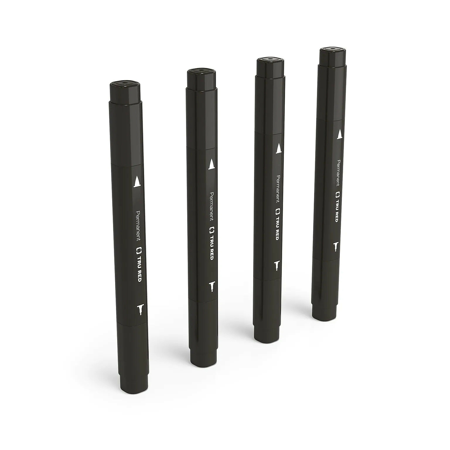 TRU RED™ Pen Permanent Markers, Twin Tip, Black, 4/Pack (TR57829)