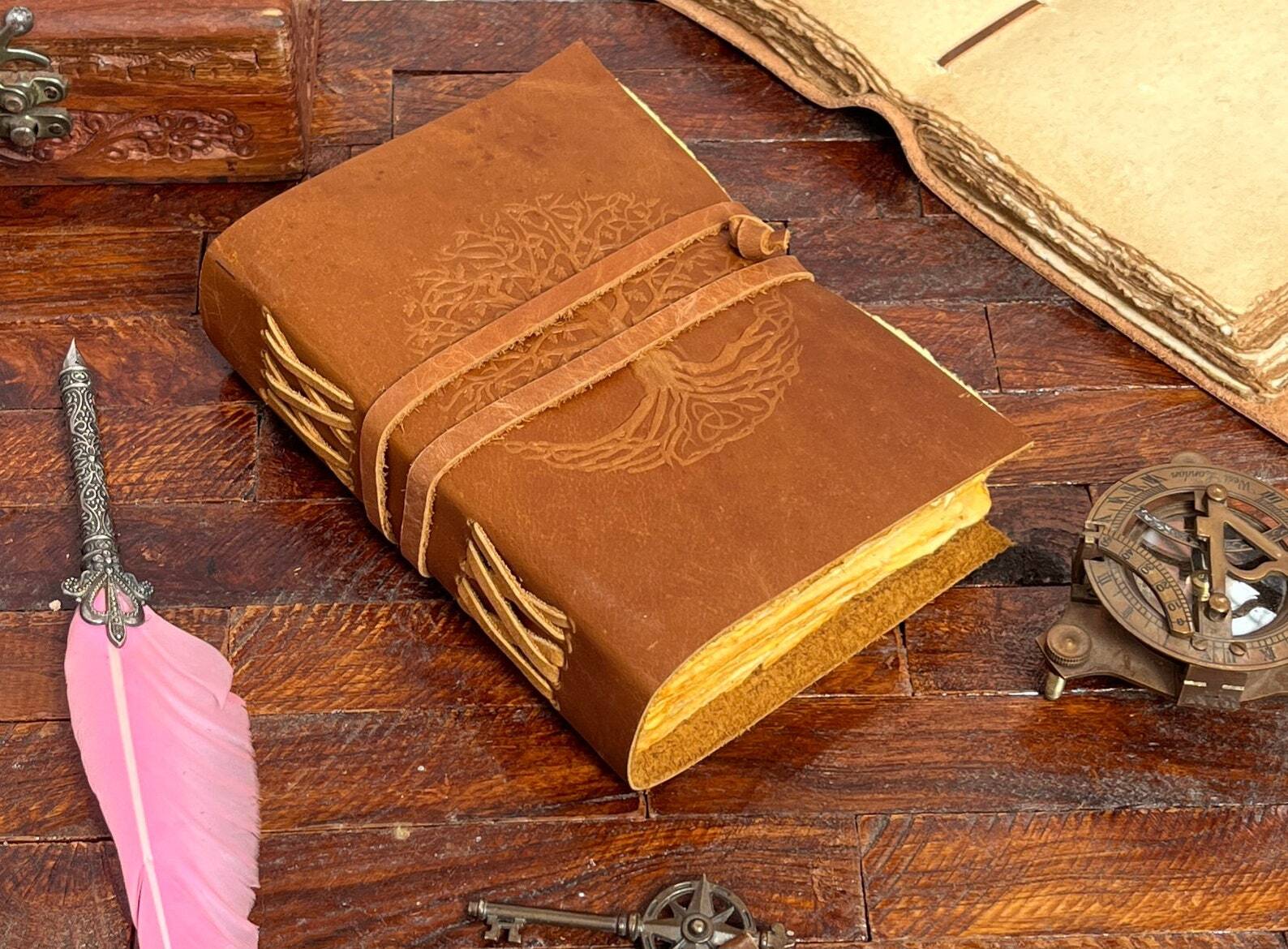 Handmade Tree of Life Leather Blank Spell Journal Writing Diary For Unisex Adult