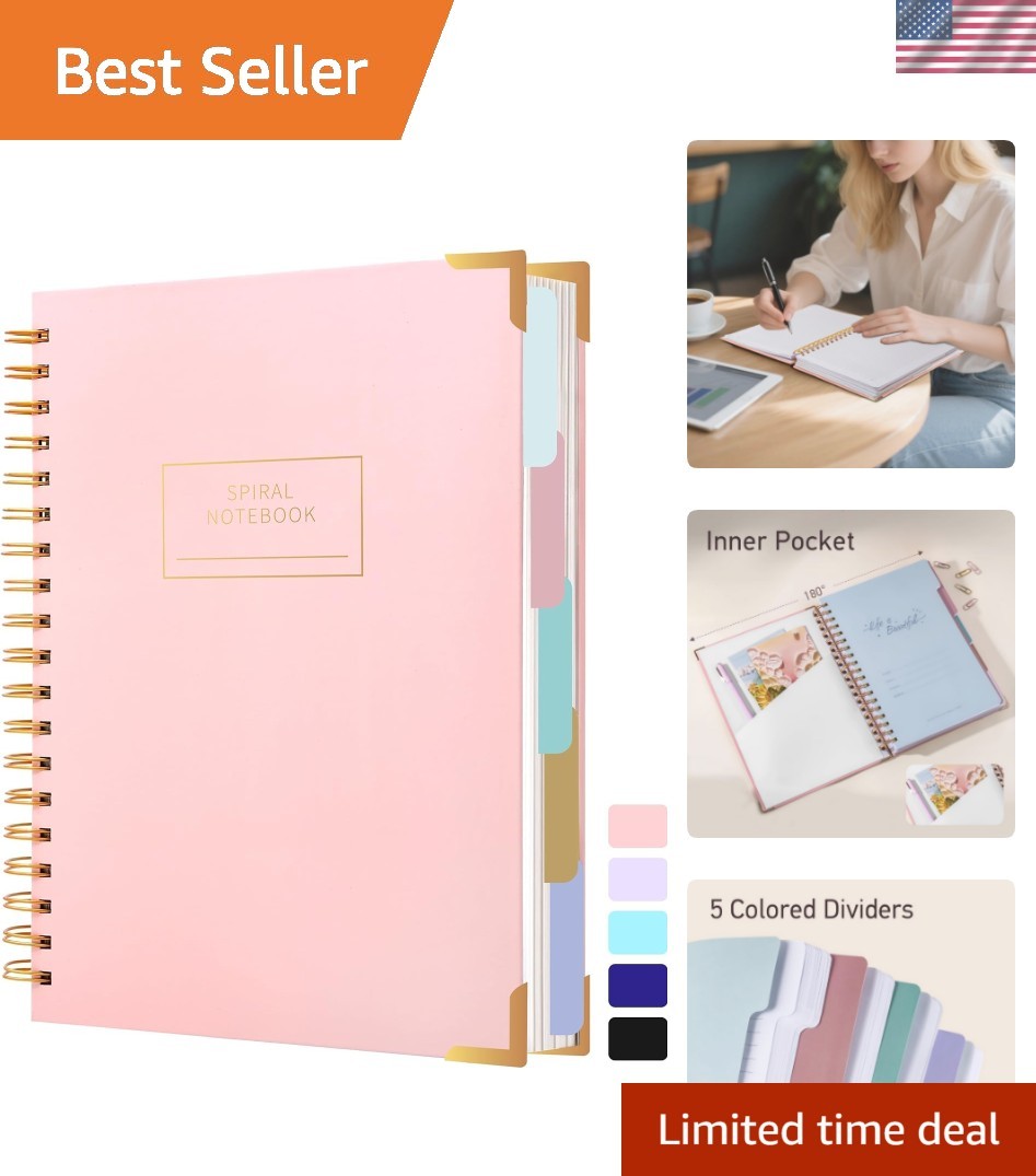 Hardcover Spiral Notebooks for Work School, B5 Journal Notebook with Tabs Div…