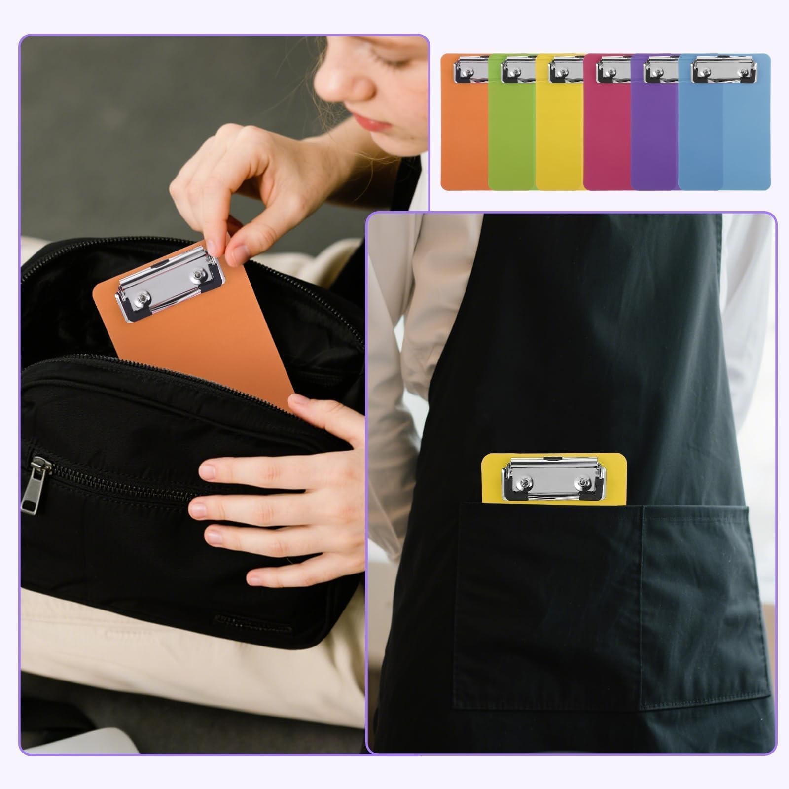6 PCS 4×6 Inch Mini Acrylic Clipboards A6 Small Plastic Colorful Pocket Clip