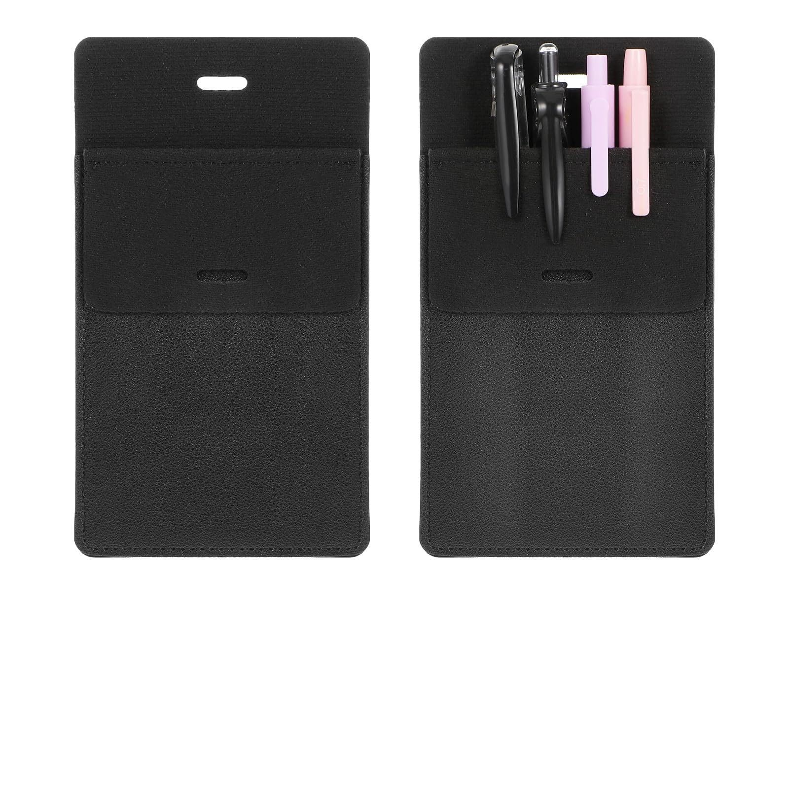 Psyqtsuary 2 Pcs Leather Pocket Protector, PU 1 Count (Pack of 2), Black