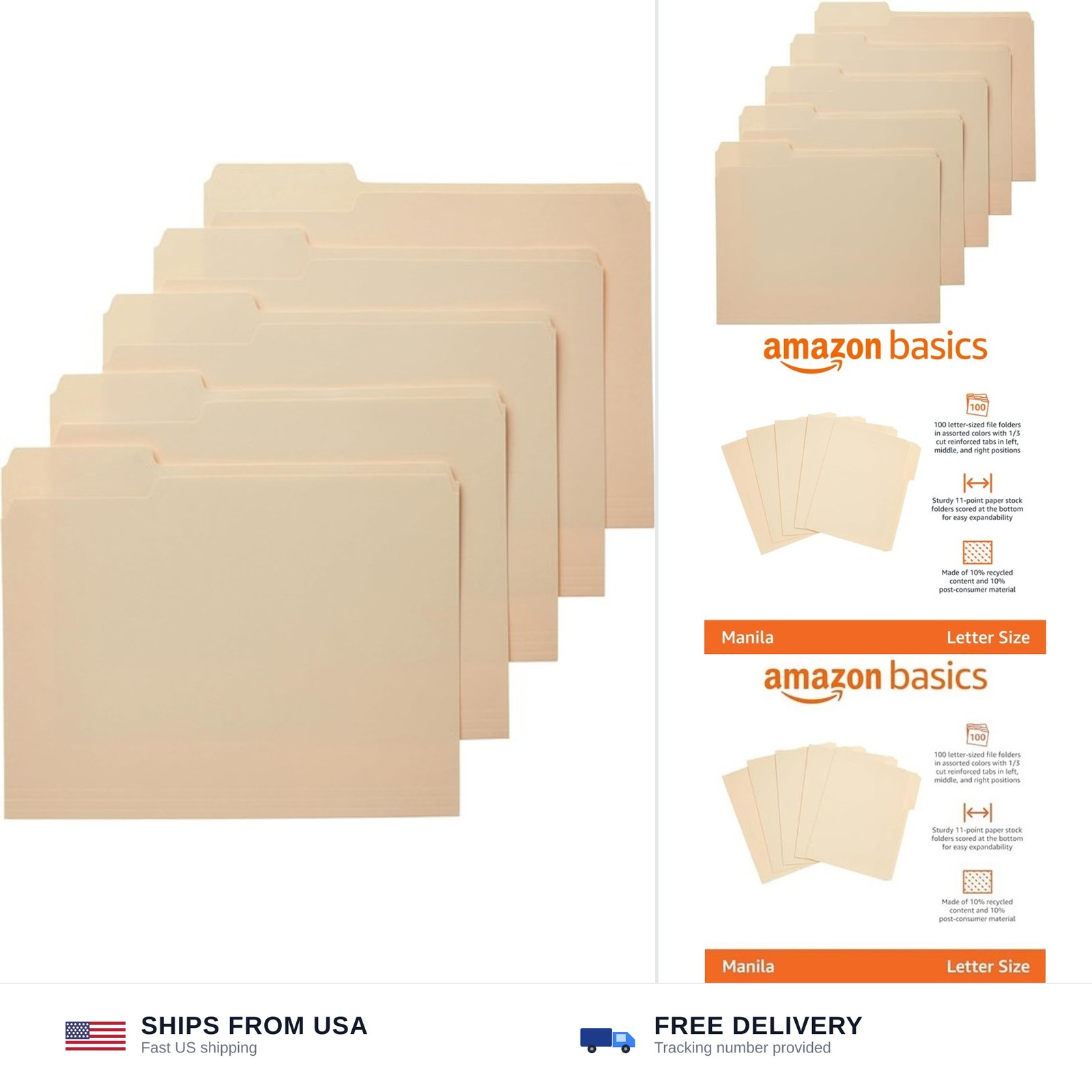 Amazon Basics Sturdy File Folders with Reinforced Tabs for Filing and Organiz…