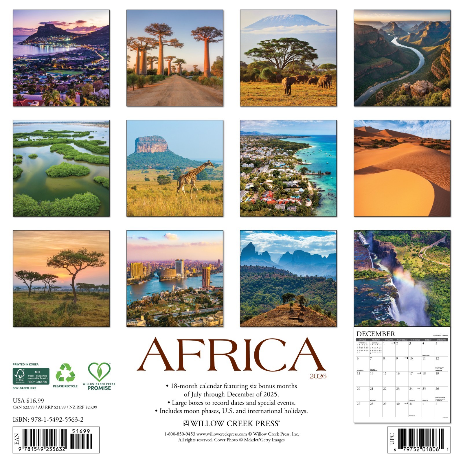 Africa 12″ x 12″ Wall Calendar(free shipping)