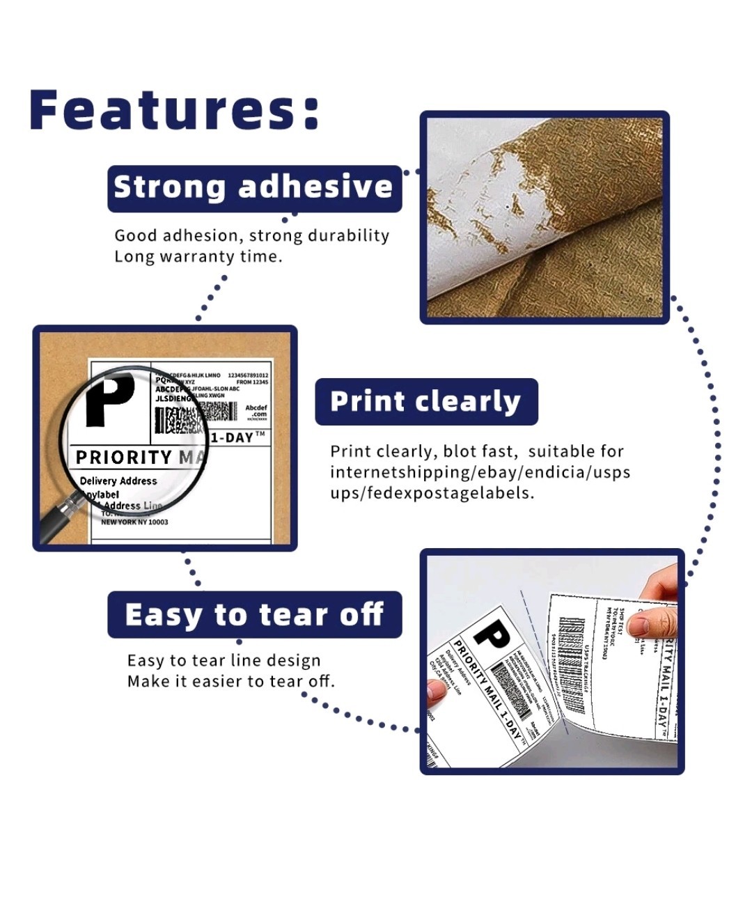 4000 4″x6″ Fanfold Direct Thermal Shipping Labels for Zebra Rollo Printers