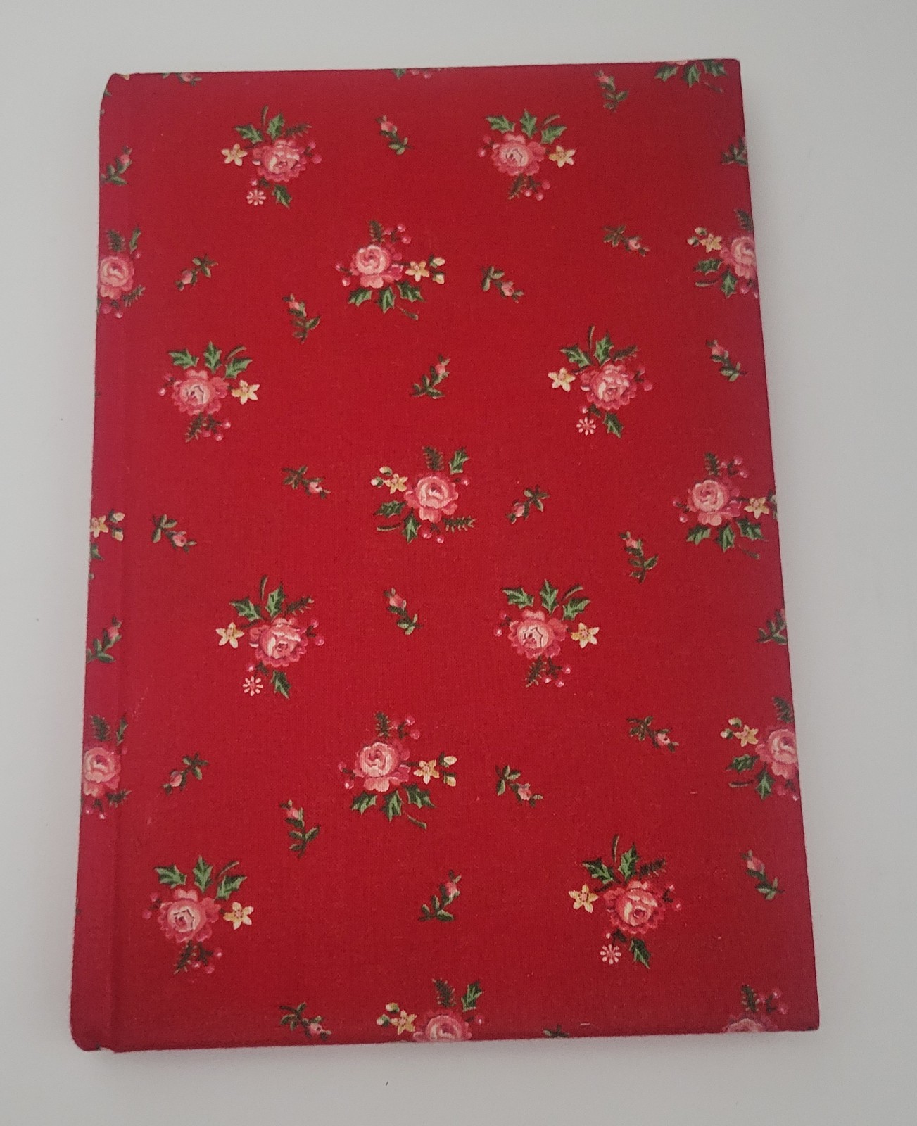 Vintage Blank Journal Red Floral Fabric Cover New Old Stock