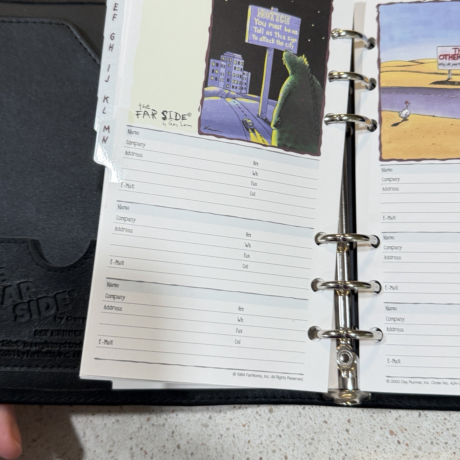 Vintage The Far Side Organizer Binder Day Runner Planner Zipper Leather 90s