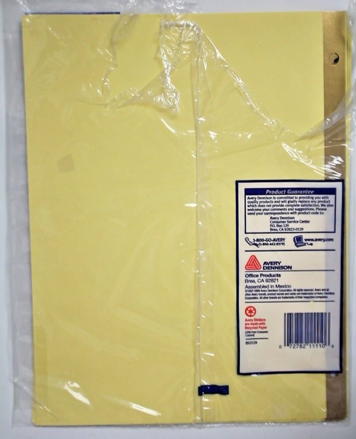 Avery Gold Line Insertable Dividers 5 Tabs 5 Sets 11110 #991
