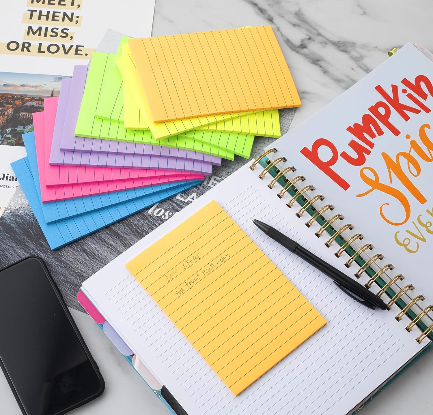 (12 Pack) Lined Sticky Notes 4X6 In,Large Notepads with Lines,Ruled Stickies Sup
