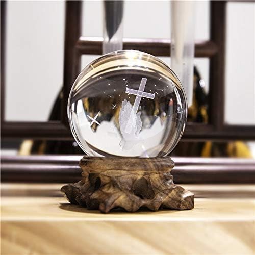 HDCRYSTALGIFTS 3D Cross Crystal Ball Paperweight 2.4*2.4in (6*6cm),