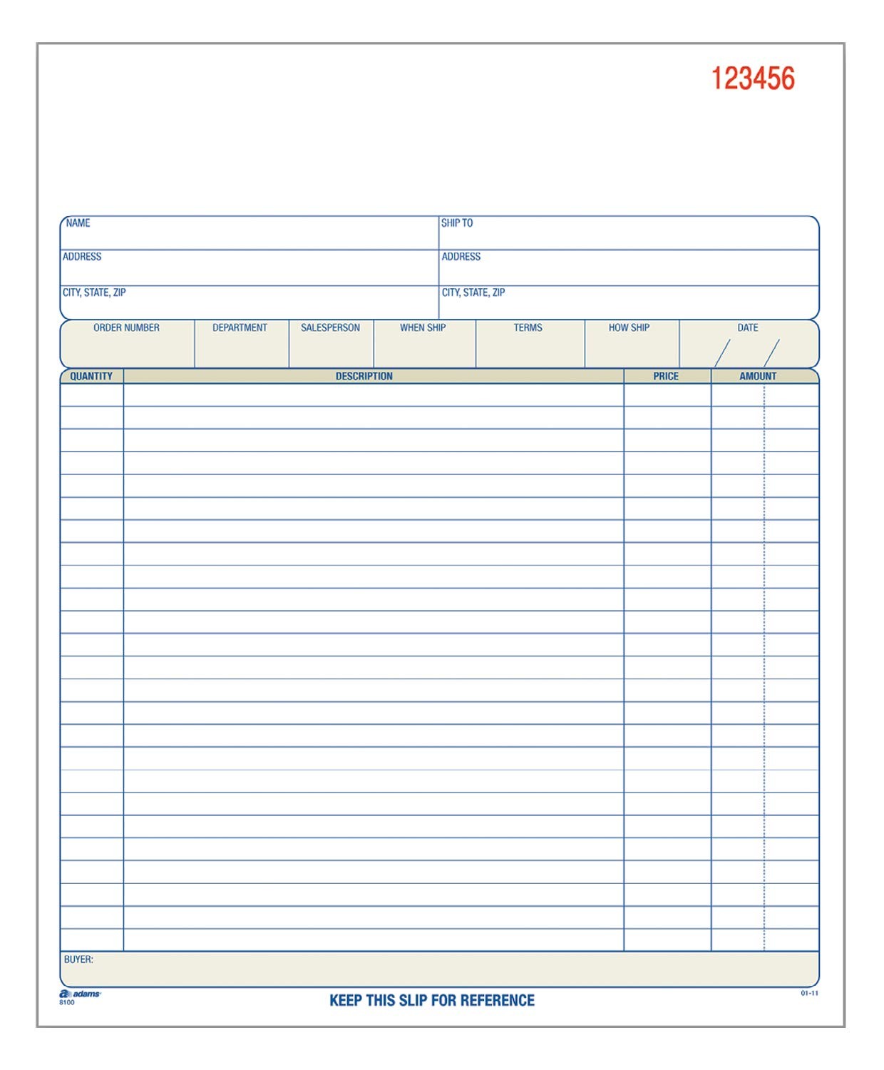 Adams Order Book, Carbonless, White/Canary/Pink, 3-Part, 8-3/8 x 10-11/16 Inches