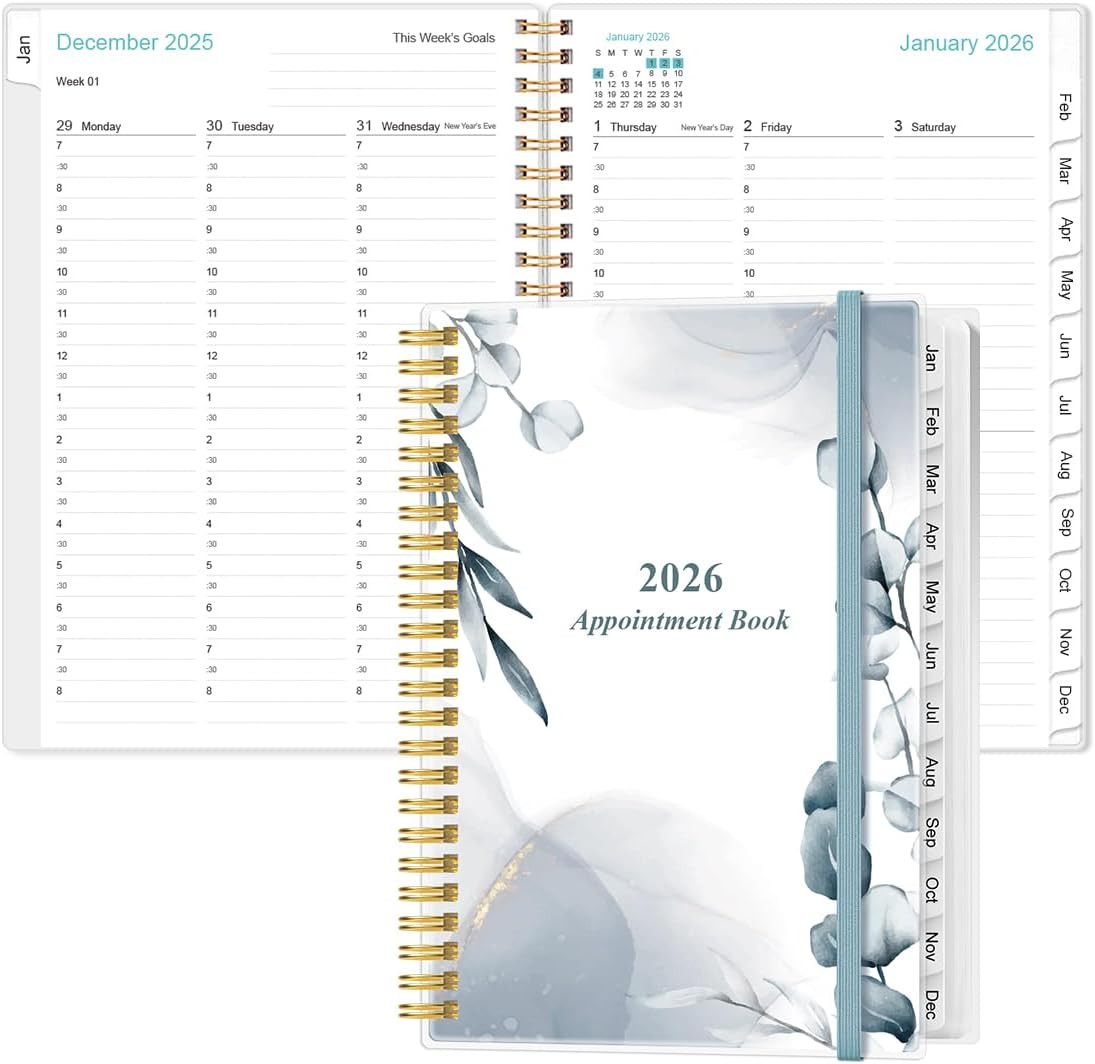2026 Appointment Book – 2026 Daily Hourly Planner from January 2026 – December 2