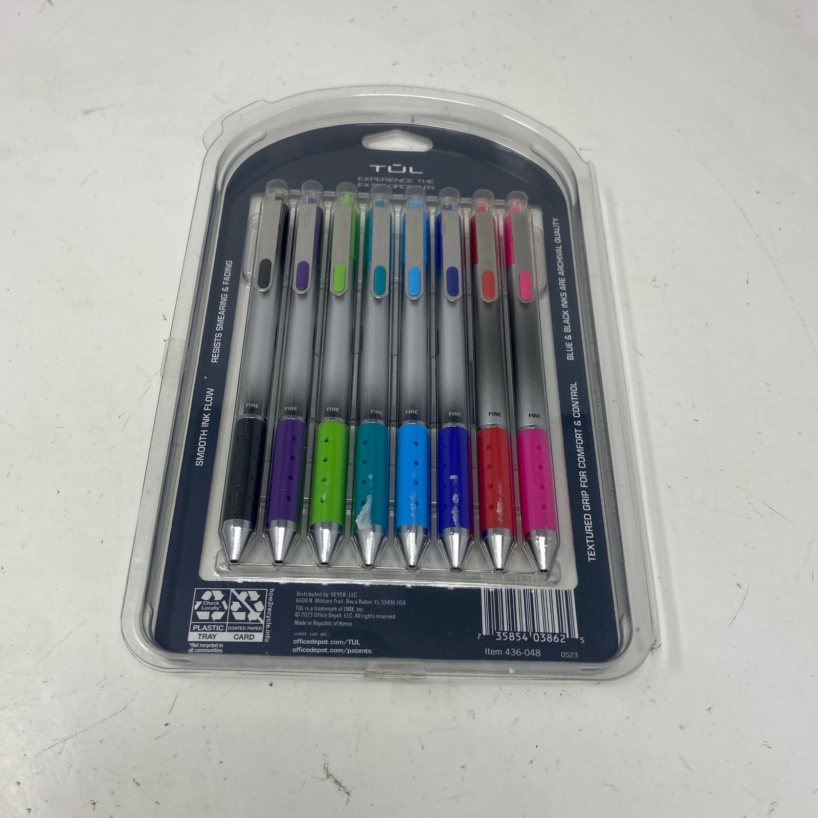 TUL GL Series Gel Pens 0.5mm Needle, Brights, 8-Pack