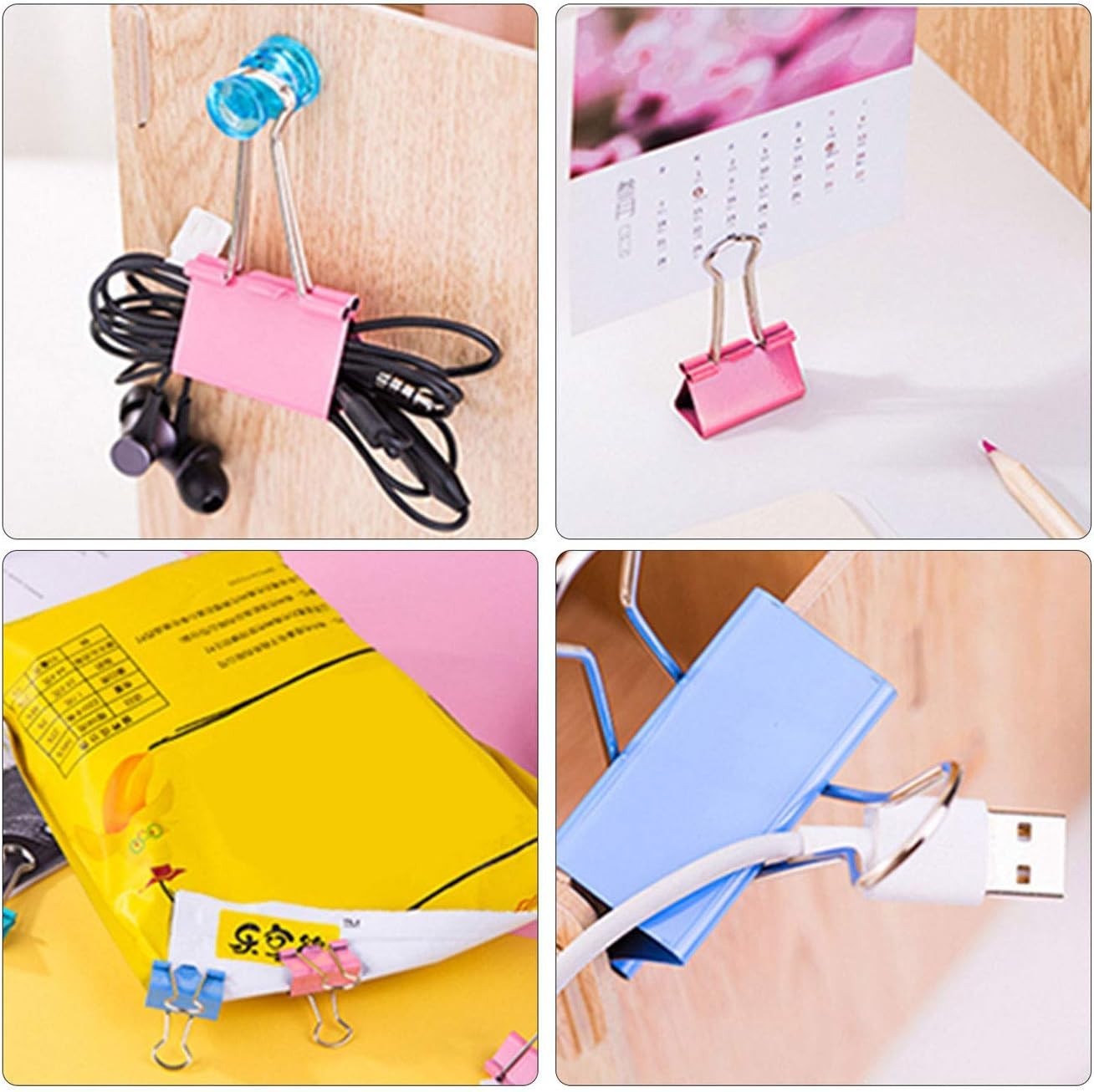 100 Heavy-Duty Assorted Binder Clips – Durable Tempered Steel, Colorful Design