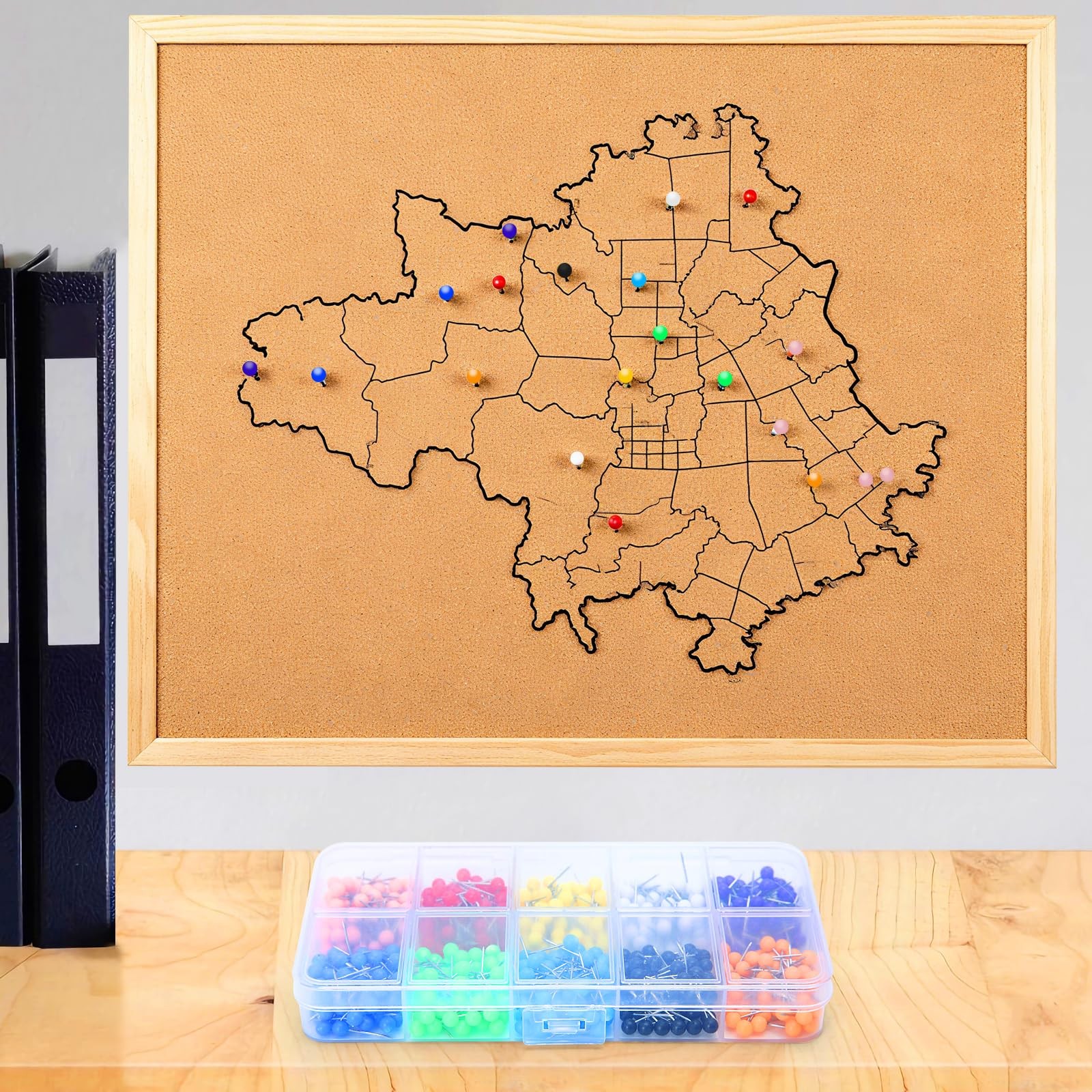 600 Multi-Color Push Pins 1/8in Round Head Stainless Map Thumb Tacks for Office