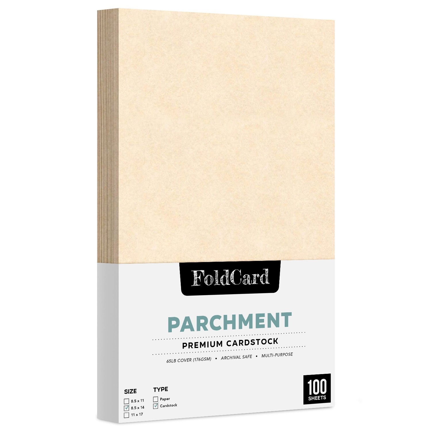 Natural Parchment Card Stock Paper, 65lb Cover (176GSM), 8.5 x 14, 100 Sheets