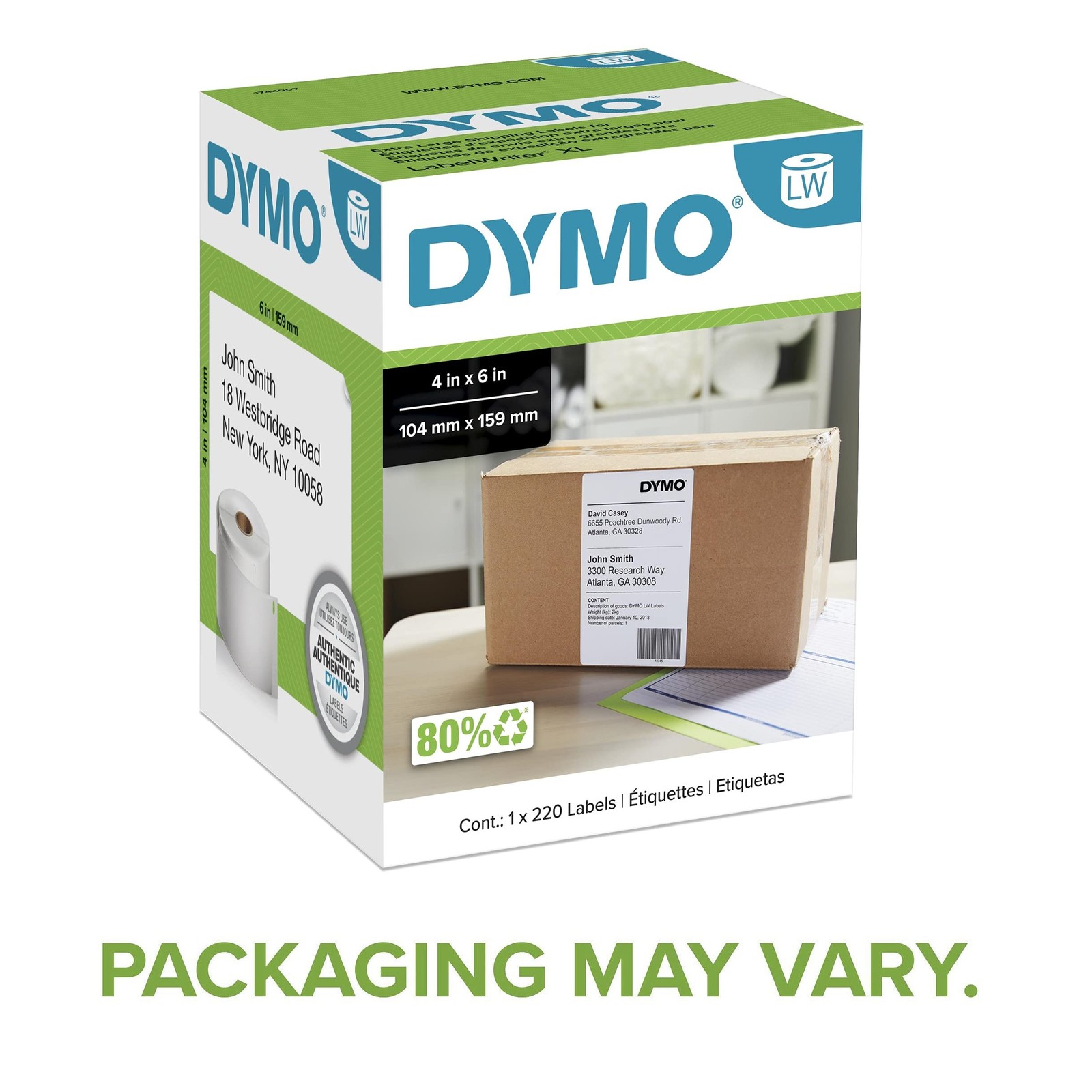 DYMO Authentic LW Extra-Large Shipping Labels for 1 Roll, White