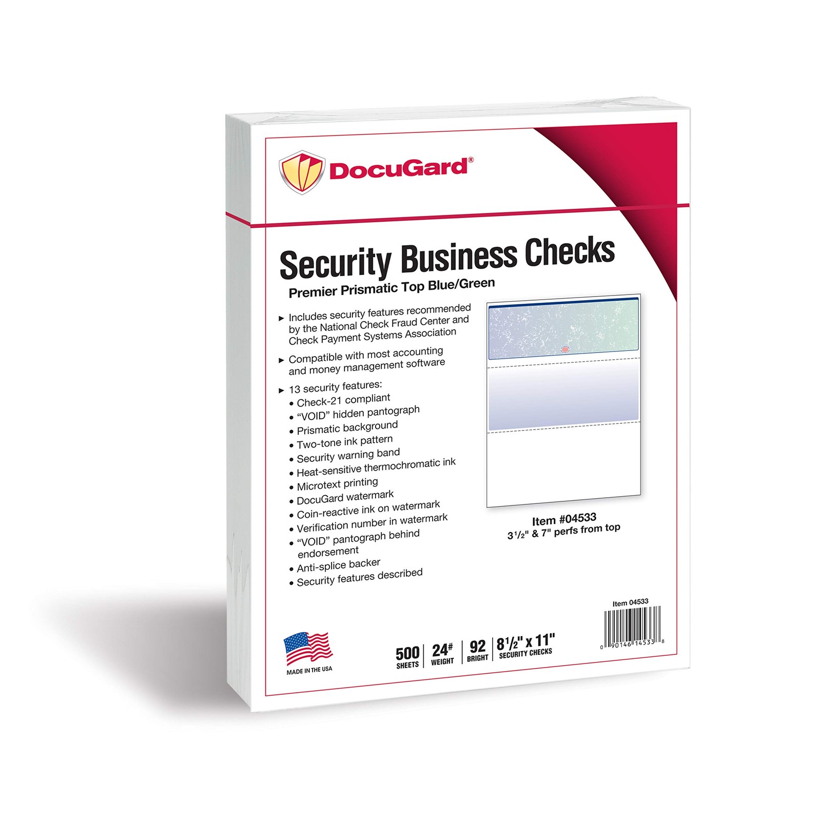 Blue/Green Premier Prismatic Top High Security Check Paper – QuickBooks & Las…