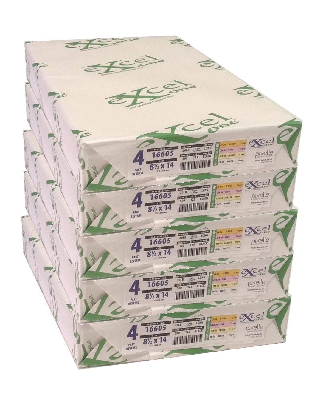 Excel One™ Carbonless 4-Part Reverse Paper 8.5-x-14-inches, White,Gold,Pink