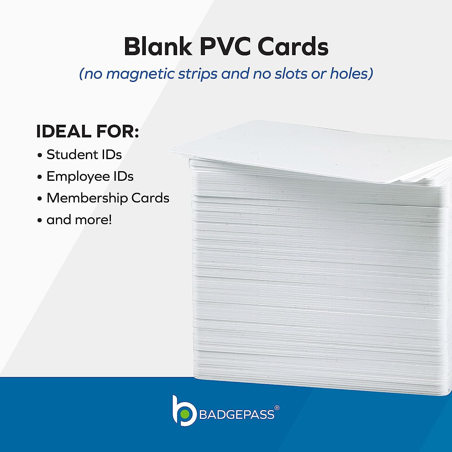 BadgePass Premium Blank PVC Cards for ID Card Printers – Pack of 500 – Graphic Q