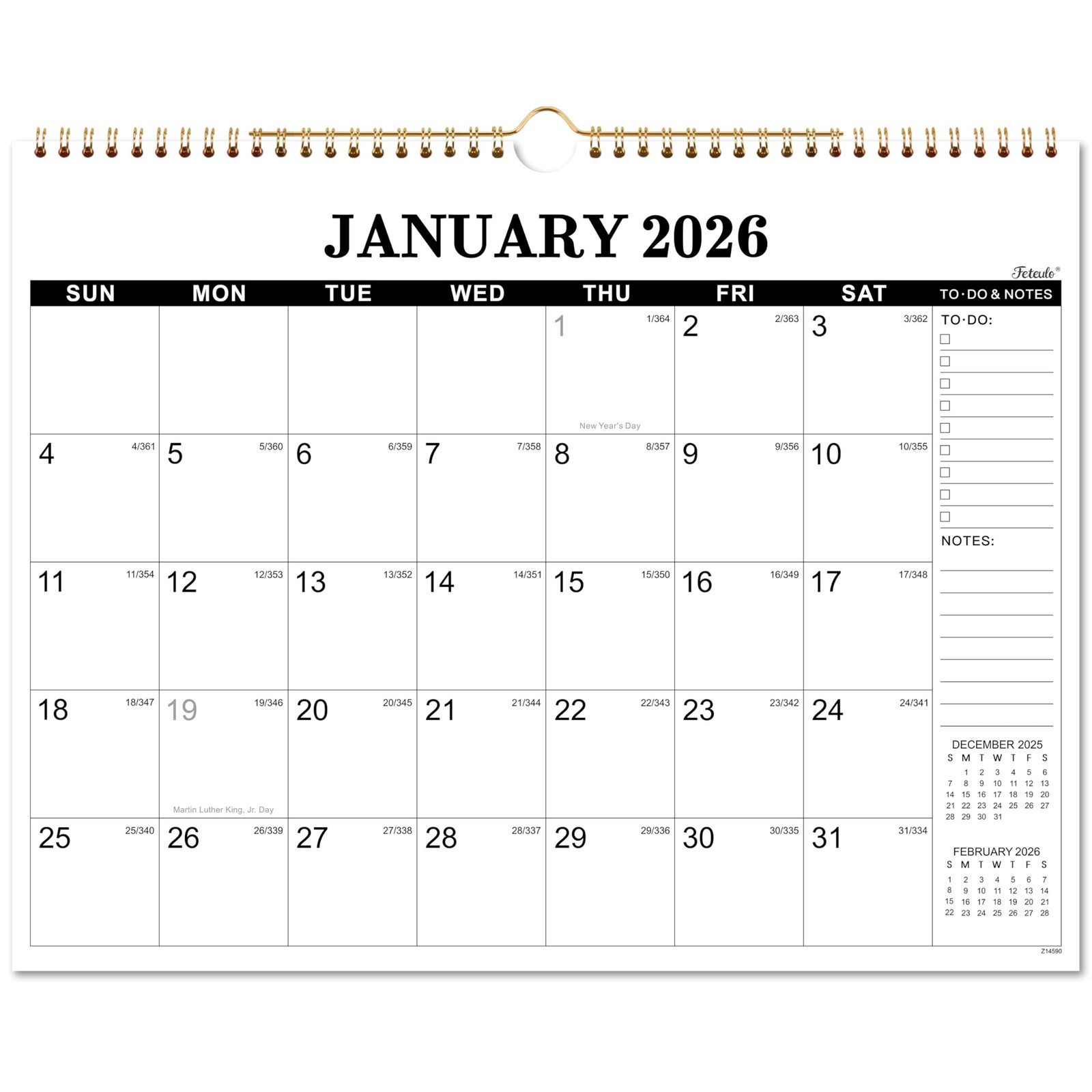 2026 Calendar – 2026 Wall Calendar, Jan. 2026 – Dec. 2026, 14.6” x 11.4″, La…