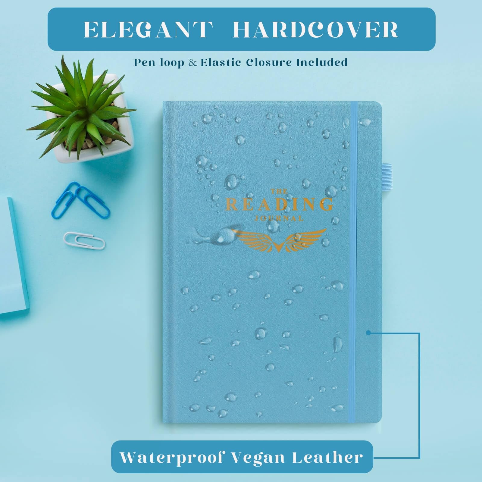 Elegant Reading Journal Book Log for 110 Reviews Ocean Blue A5 Size Gift