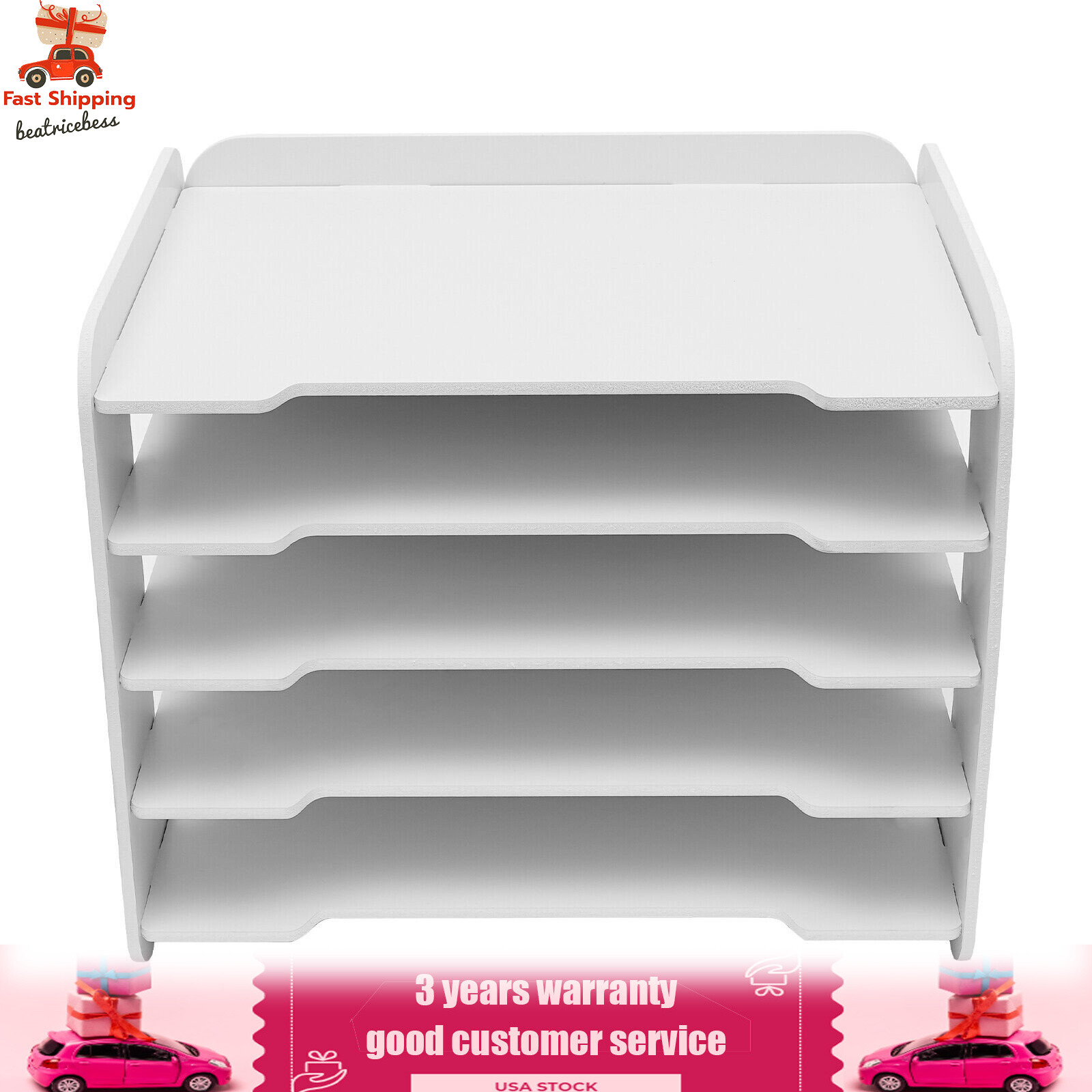 Stackable File Organizer Tray Desk Desktop Paper Document Tray Holder 5 Tiers