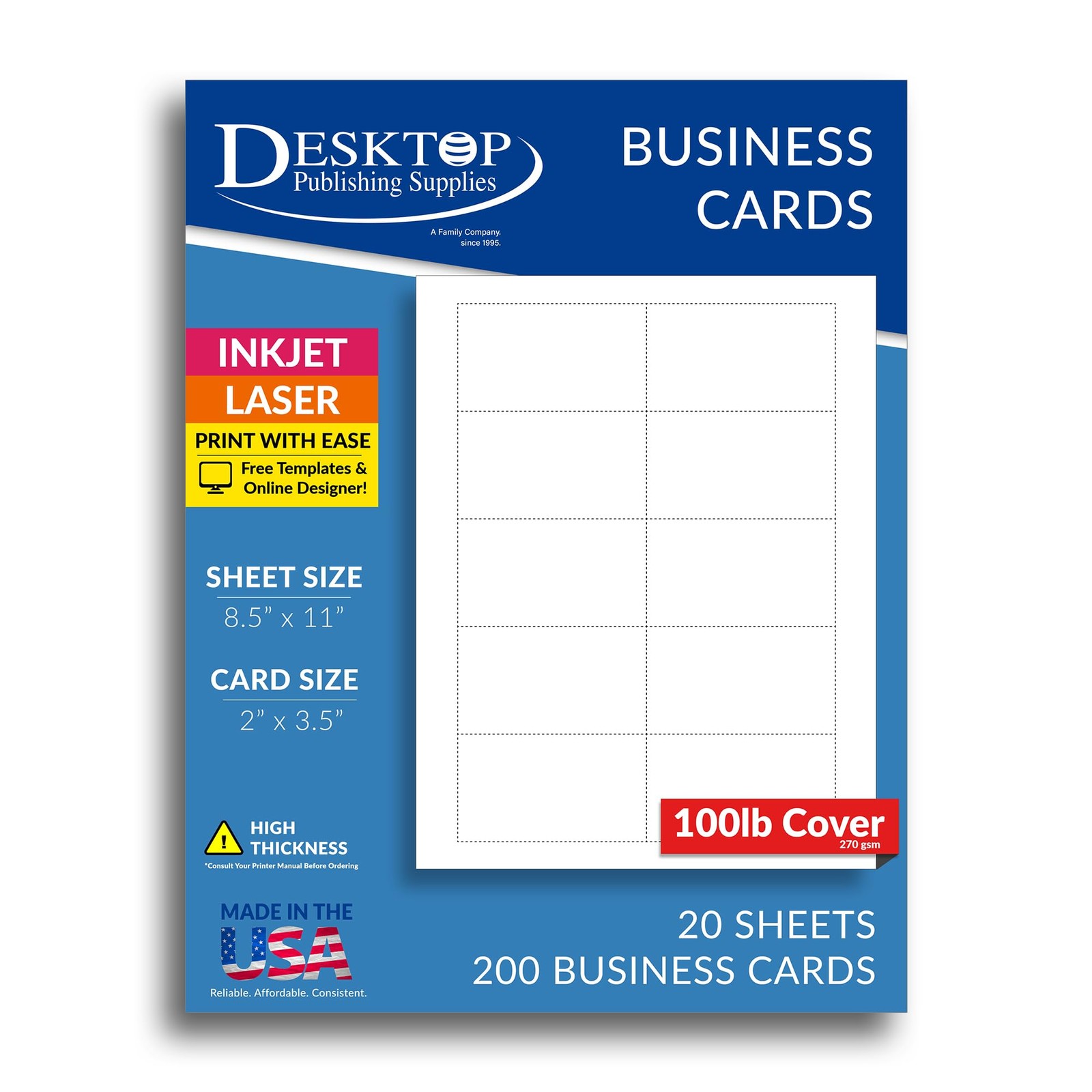 20 Sheets Heavyweight Blank Business Card Paper 100lb 270gsm Printable 3.5×2
