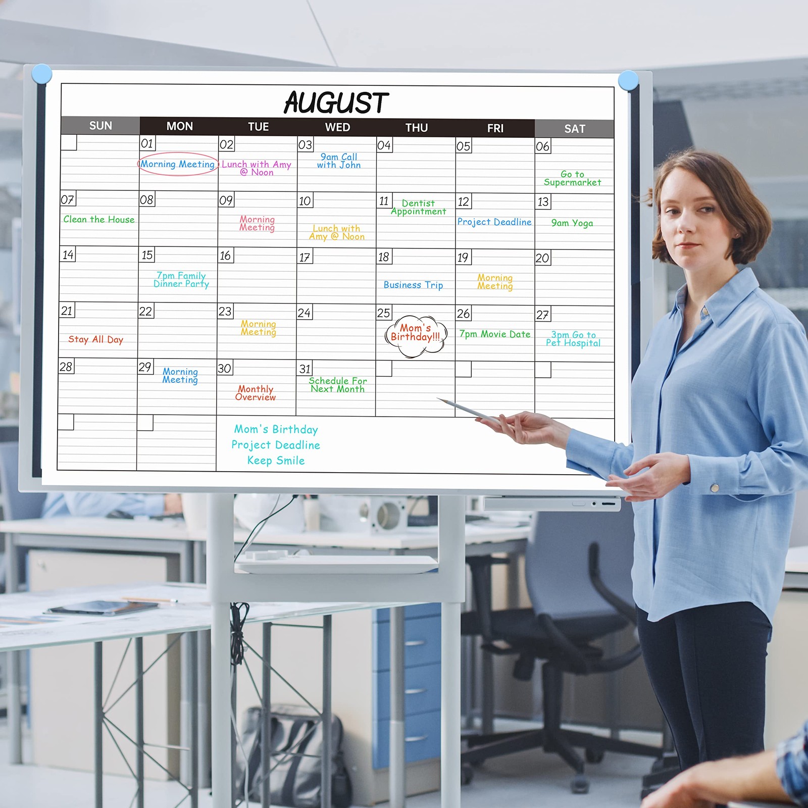 Large Dry Erase Calendar for Wall – Undated 1 Month Big 40″ x 30″