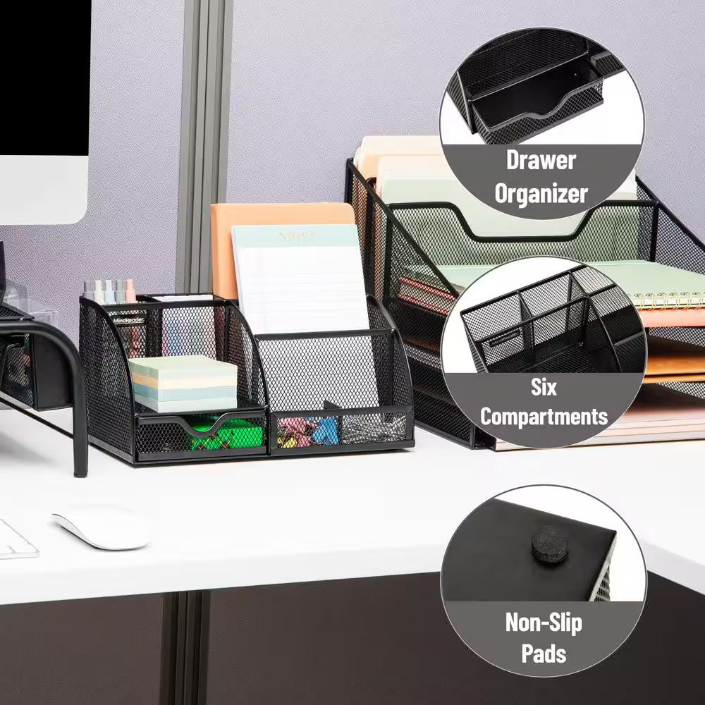 11 In. L X 5.5 In. W X 5 In. H Desktop Organizer File Storage Accessory Storage