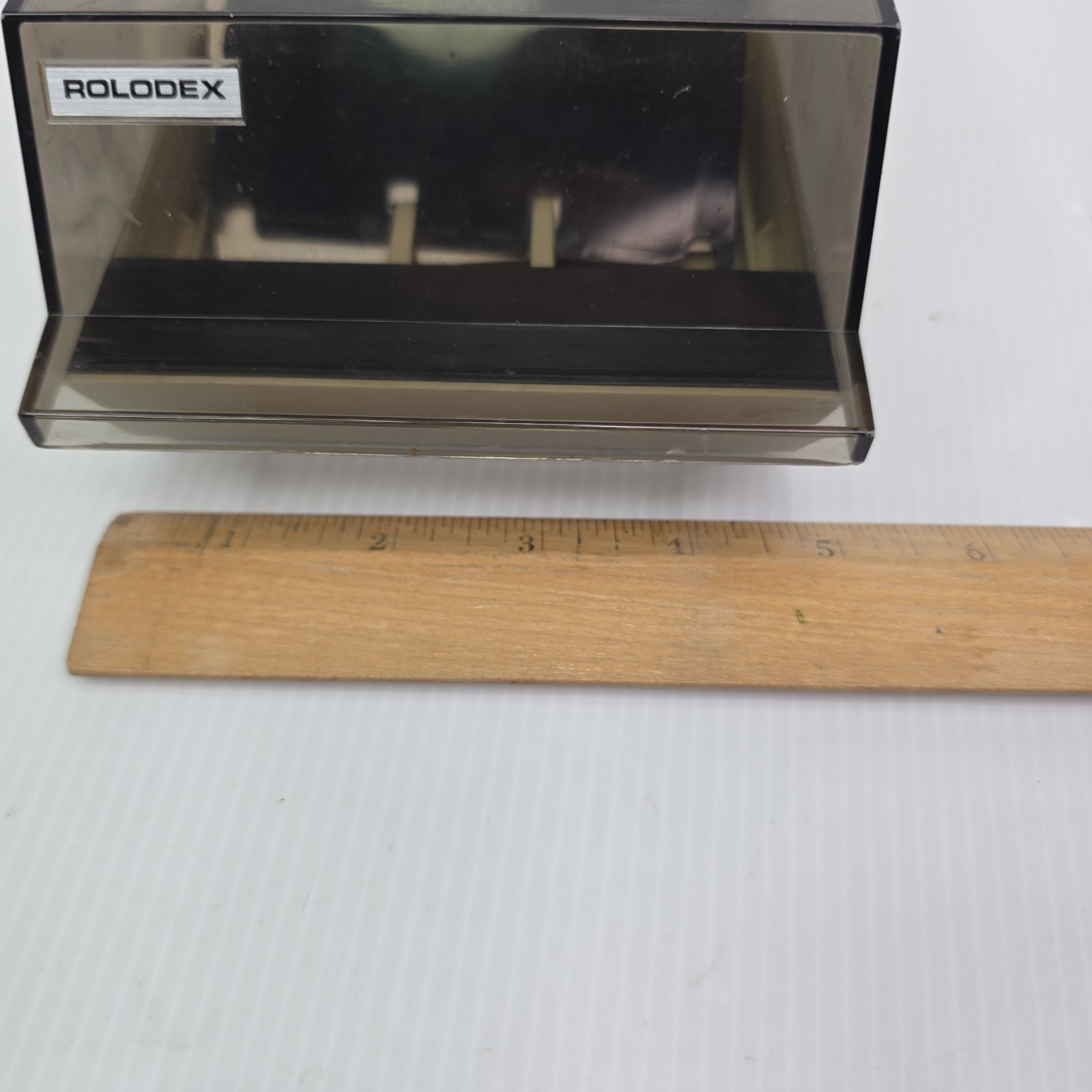 Vintage ROLODEX VIP-24C Smoke Top Card File Address Phone With Blue Index Tabs