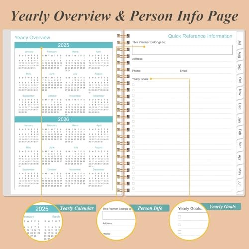 2025-2026 Planner – Academic Planner 2025-2026 from July 6.4″ x 8.5″ Rose Leaf