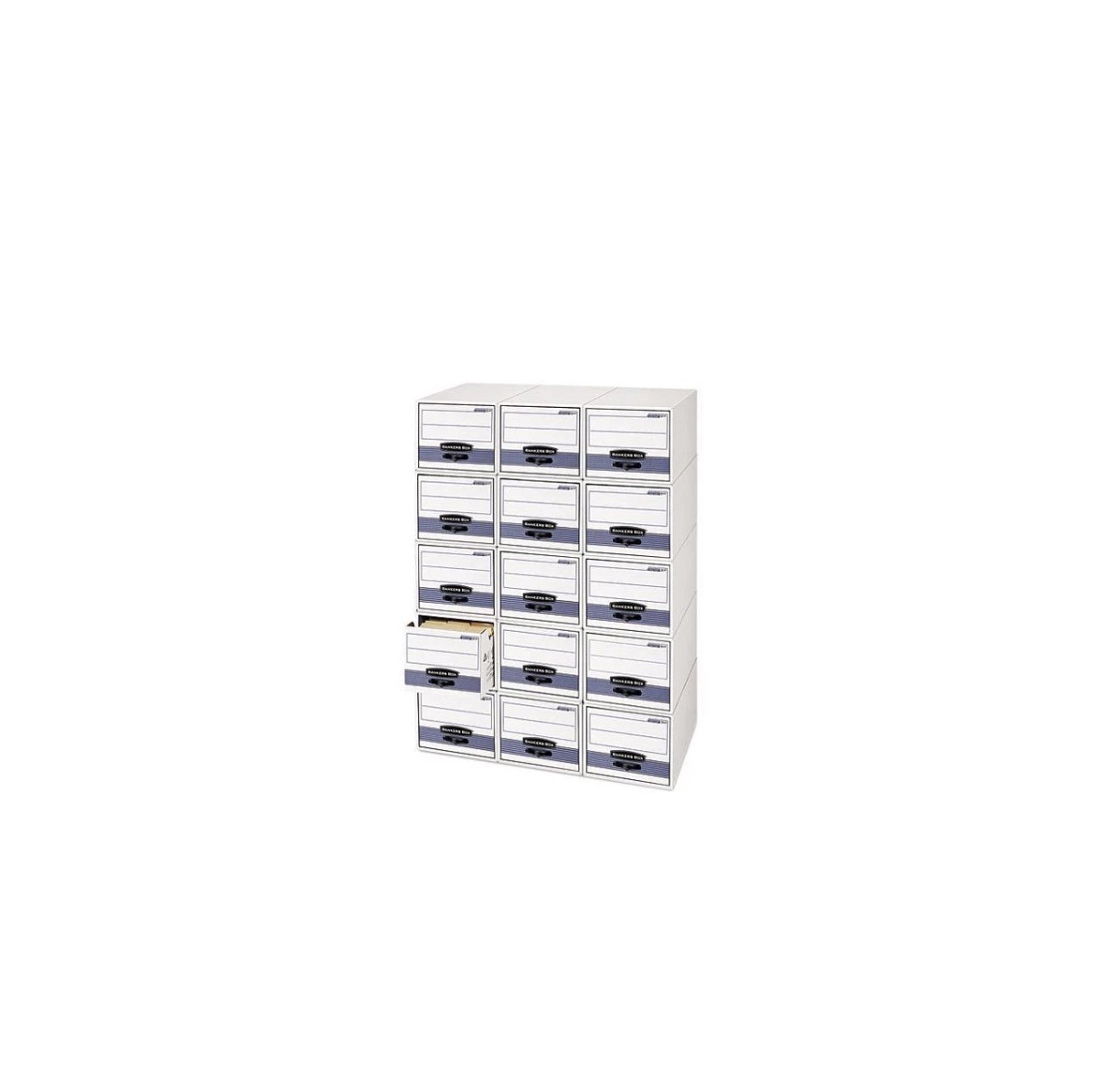 Bankers Box 00311 Stor/Drawer Steel Plus Storage Box, Letter, White/Blue, 6/Cart